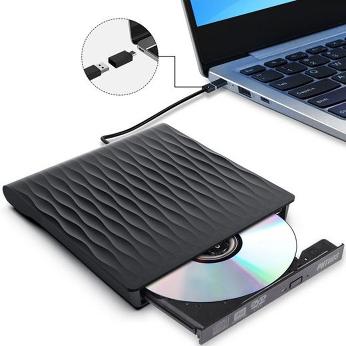 Novzep Externes CD-DVD-Laufwerk mit USB 3.0 und Typ-C-DVD-Brenner CD-Brenner