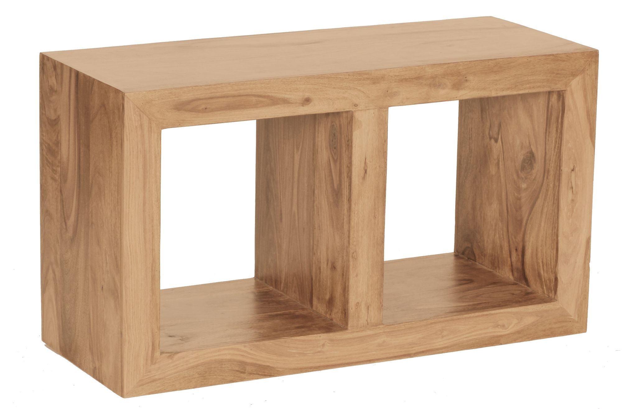 FINEBUY Standregal SuVa2397_1 Massivholz 88cm Holzregal Naturprodukt Beistelltisch, Holzregal Natur Rustikal, Kleines Bücherregal, Akazie Massivholz 88x50x35 cm mit 2 Ablagen