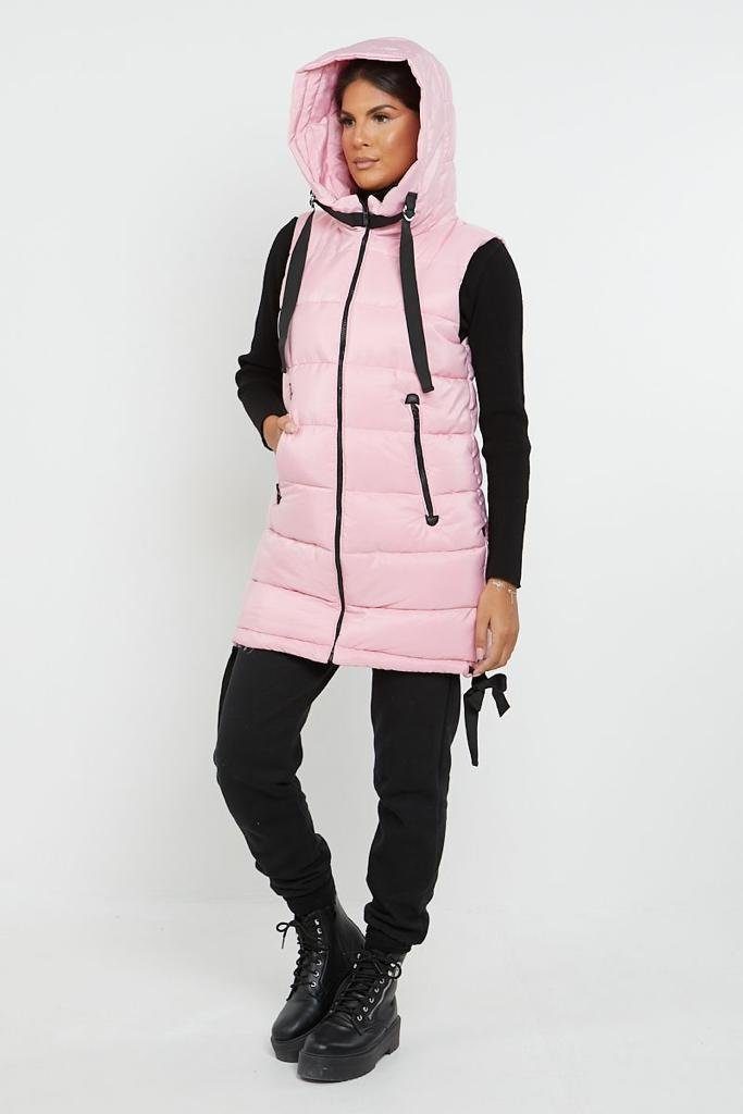 ÄRMELLOS ÜBERGANGSJACKE Longweste Worldclassca LANG Worldclassca KAPUZE STEPPWESTE OUTDOOR Rosa