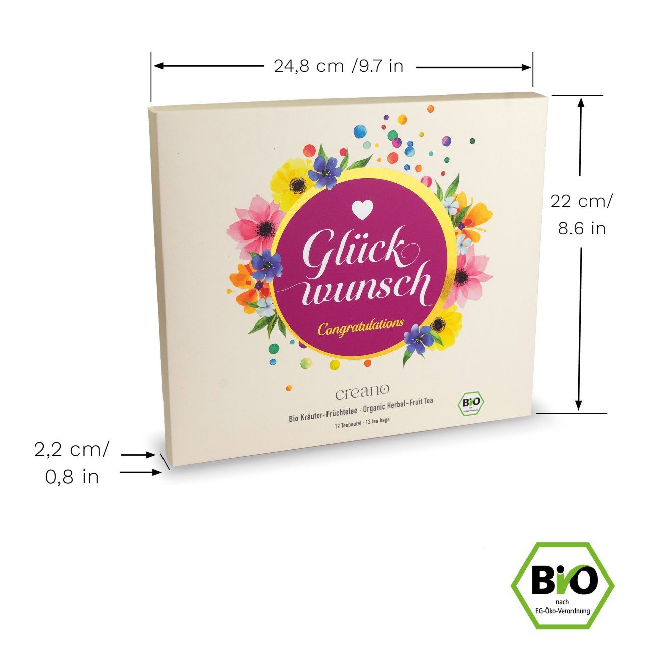 Creano Tee Creano Bio Kräutertee Geschenkset - 12x Bio-Teebeutel 24g* Glückwunsch, 1 x 12 St.