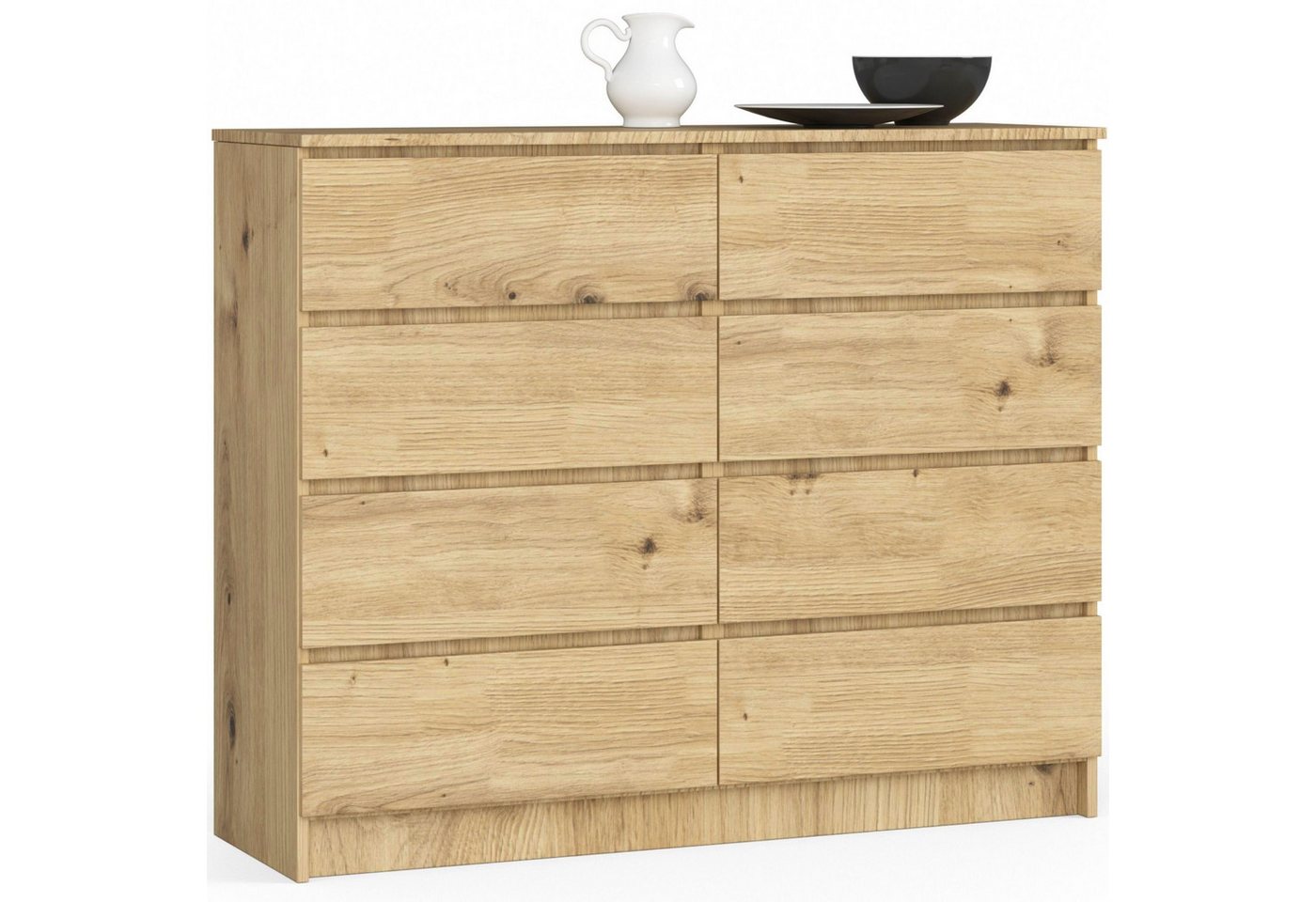Raumhirsch Furniture Kommode mit 8 Schubladen 120 cm breit Holz Schrank, (viele Farbvarianten - Maße: 120 x 99 x 40 cm) - Hochwertig & stabil