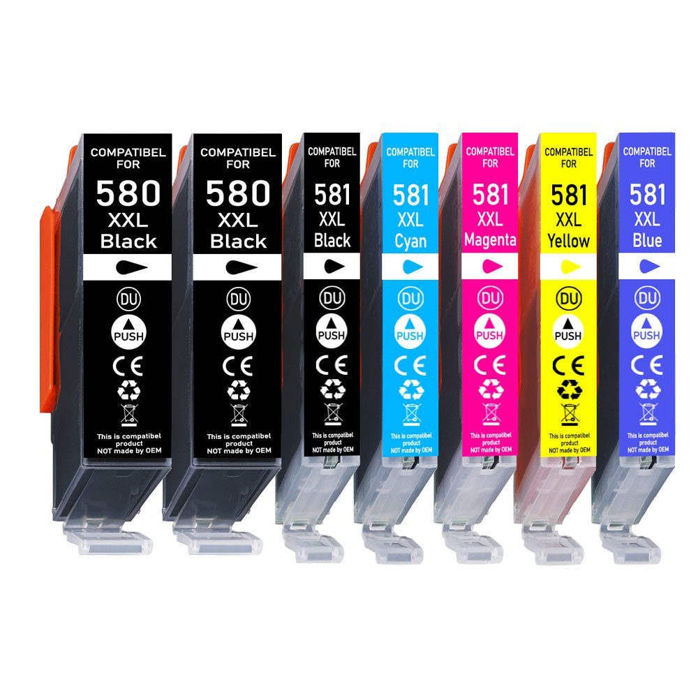 Druckerparadies 7er Multipack für Canon 580 581 XXL Druckerpatronen Set Tintenpatrone (7-tlg., TS8150 TS8151 TS8152 TS8250 TS8251 TS8350 TS8351 TS8352 TS9150)