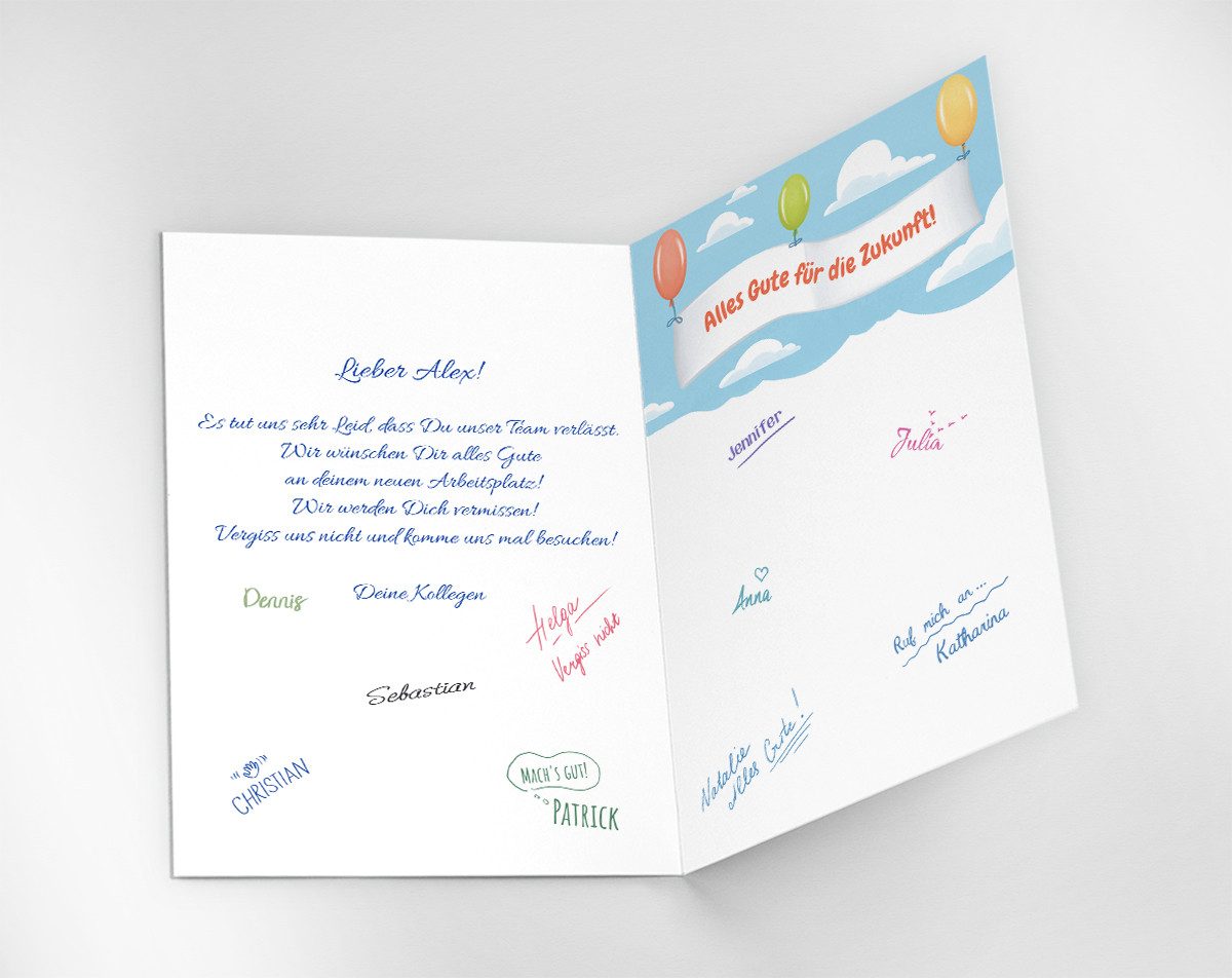 JUNAPACK Abschiedskarte mit Umschlag XXL A4 lustige Klappkarte Jobwechsel Kündigung Kollegen, Witzige A4-Klappkarte mit UV-Lack, viel Platz und passendem Umschlag