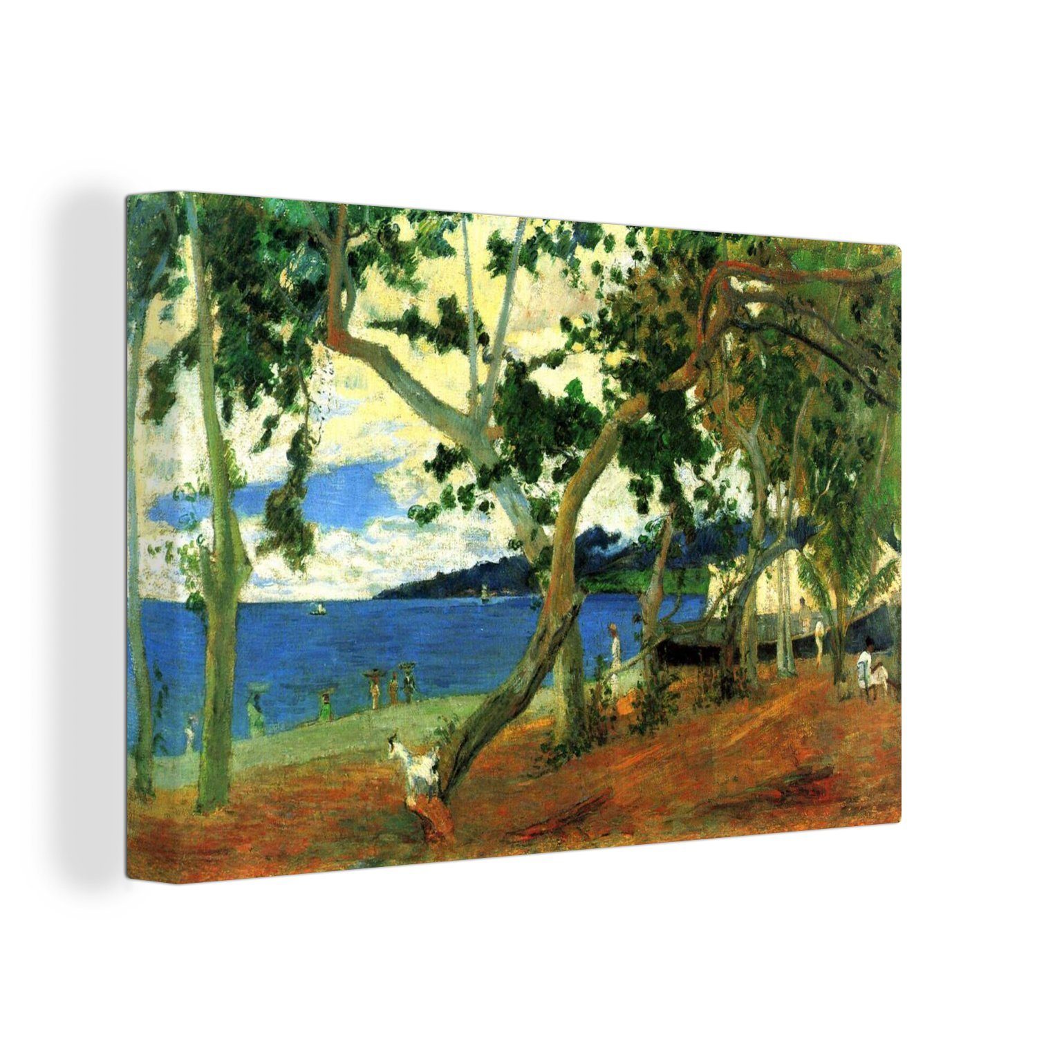OneMillionCanvasses® Leinwandbild Am Rande des Sees - Gemälde von Paul Gauguin, (1 St), Wandbild Leinwandbilder, Aufhängefertig, Wanddeko, 30x20 cm