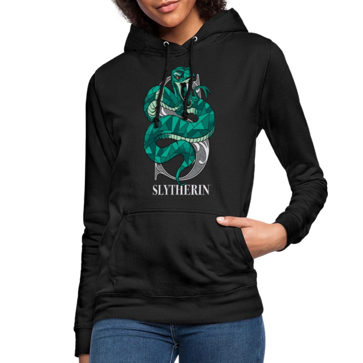 Spreadshirt Hoodie Harry Potter Slytherin Wappen Monochrom Damen Hoodie (1- günstig online kaufen