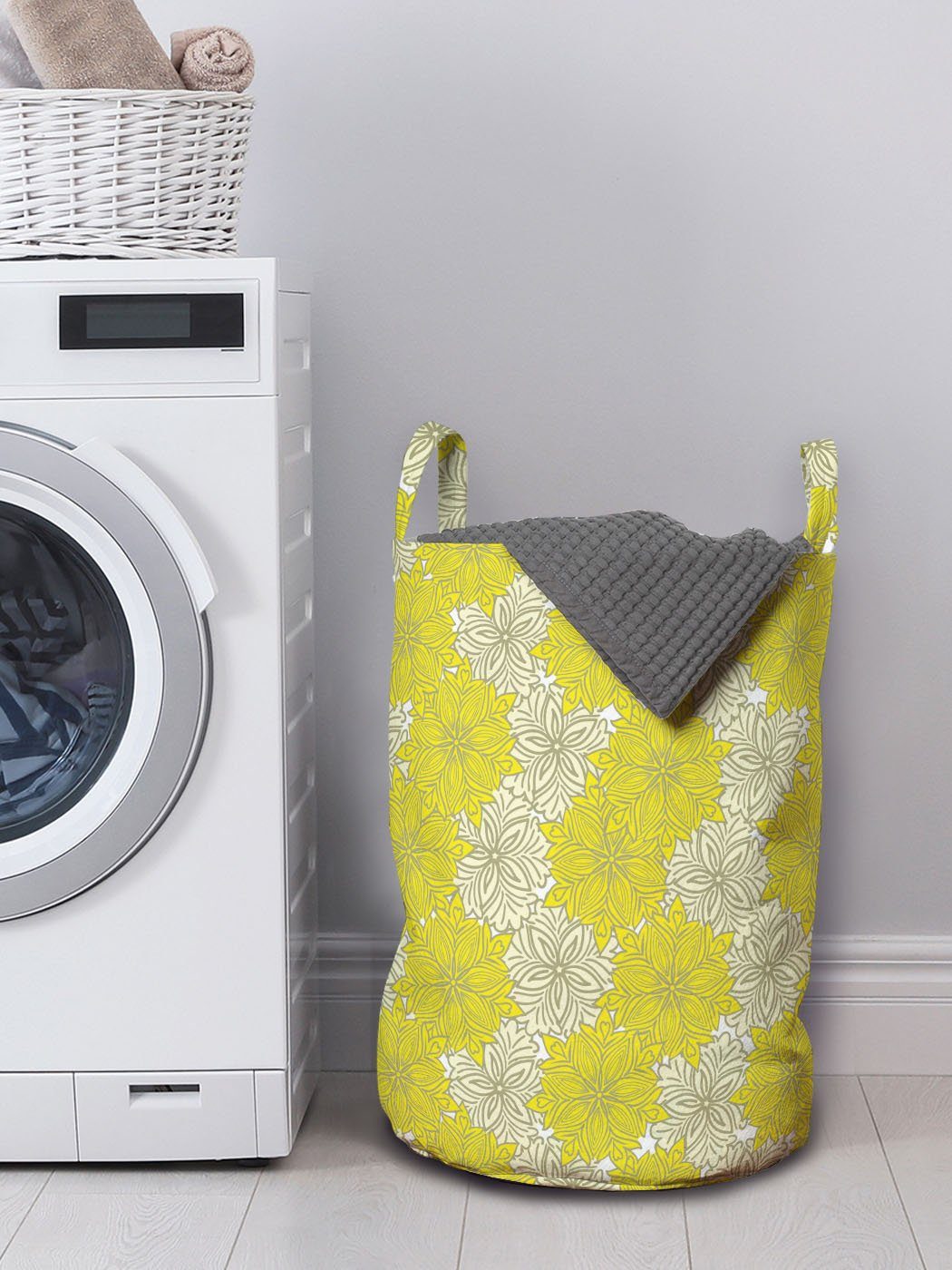 Abakuhaus Wäschesäckchen Wäschekorb Griffen für Bicolor Design Kordelzugverschluss Floral Waschsalons, Frühling mit
