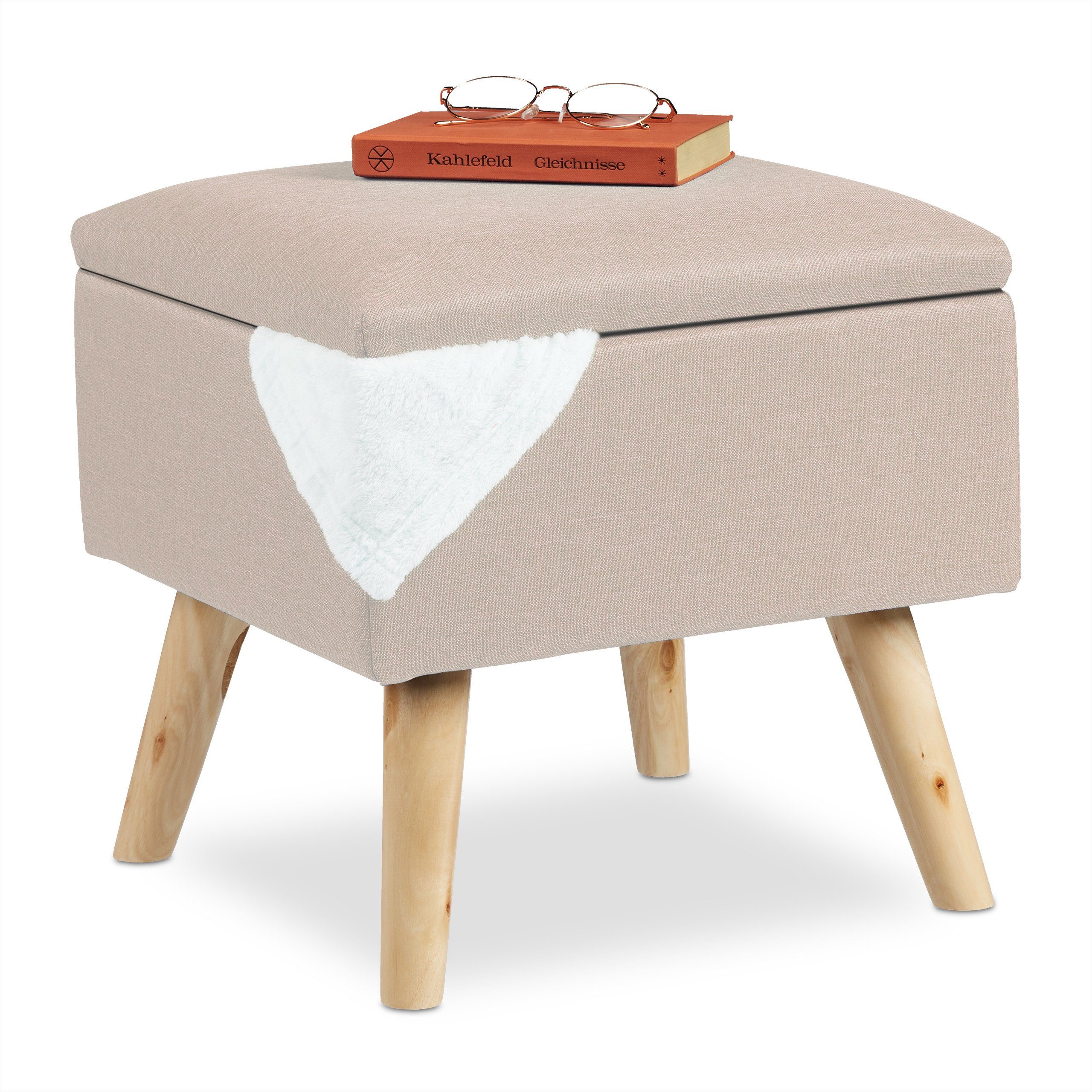 relaxdays Stauraumhocker Hocker mit Stauraum, Beige günstig online kaufen