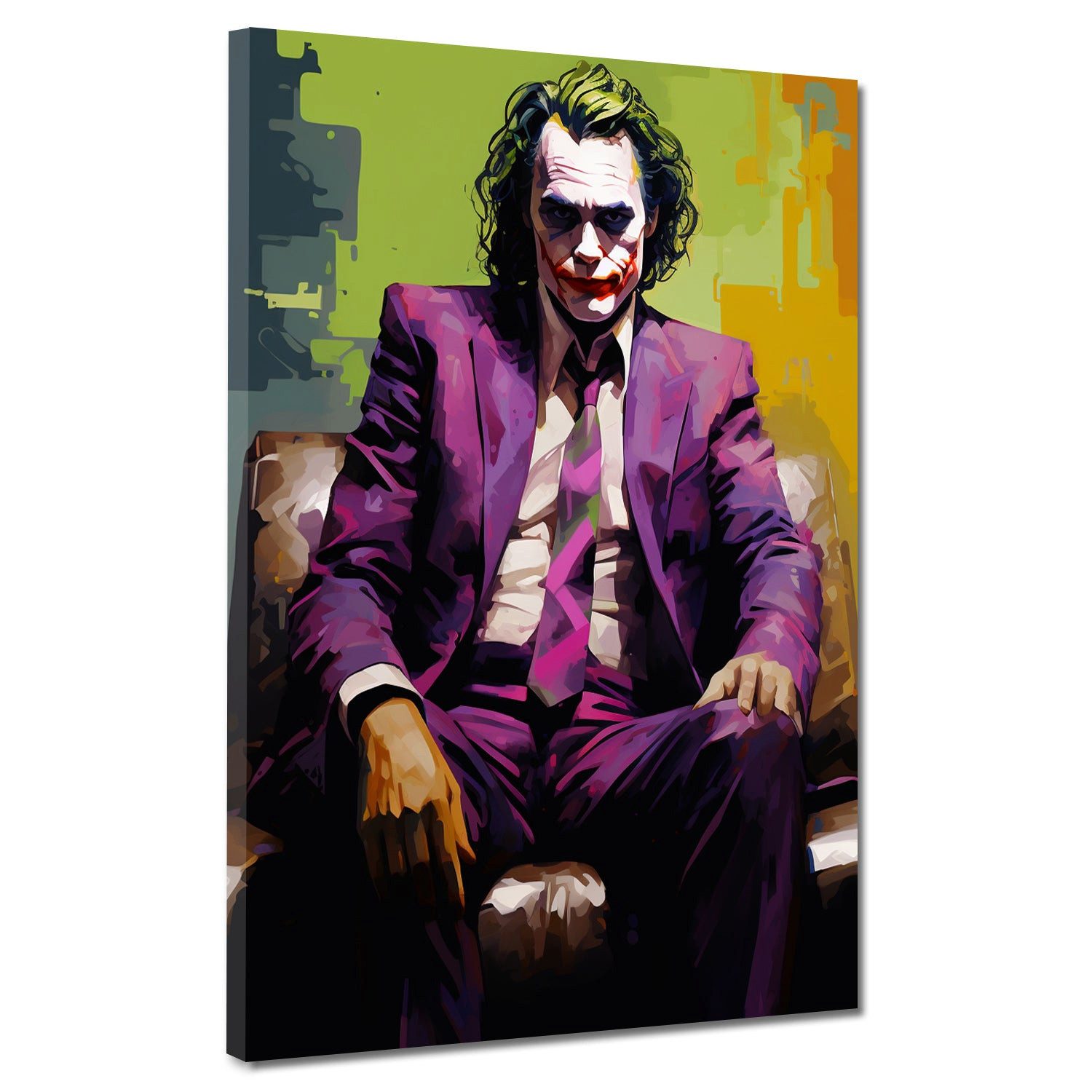 Artedinoi Leinwandbild Joker im Anzug Pop Art Leinwandbild Wandbild Deko XL Kunst, Joker im Anzug