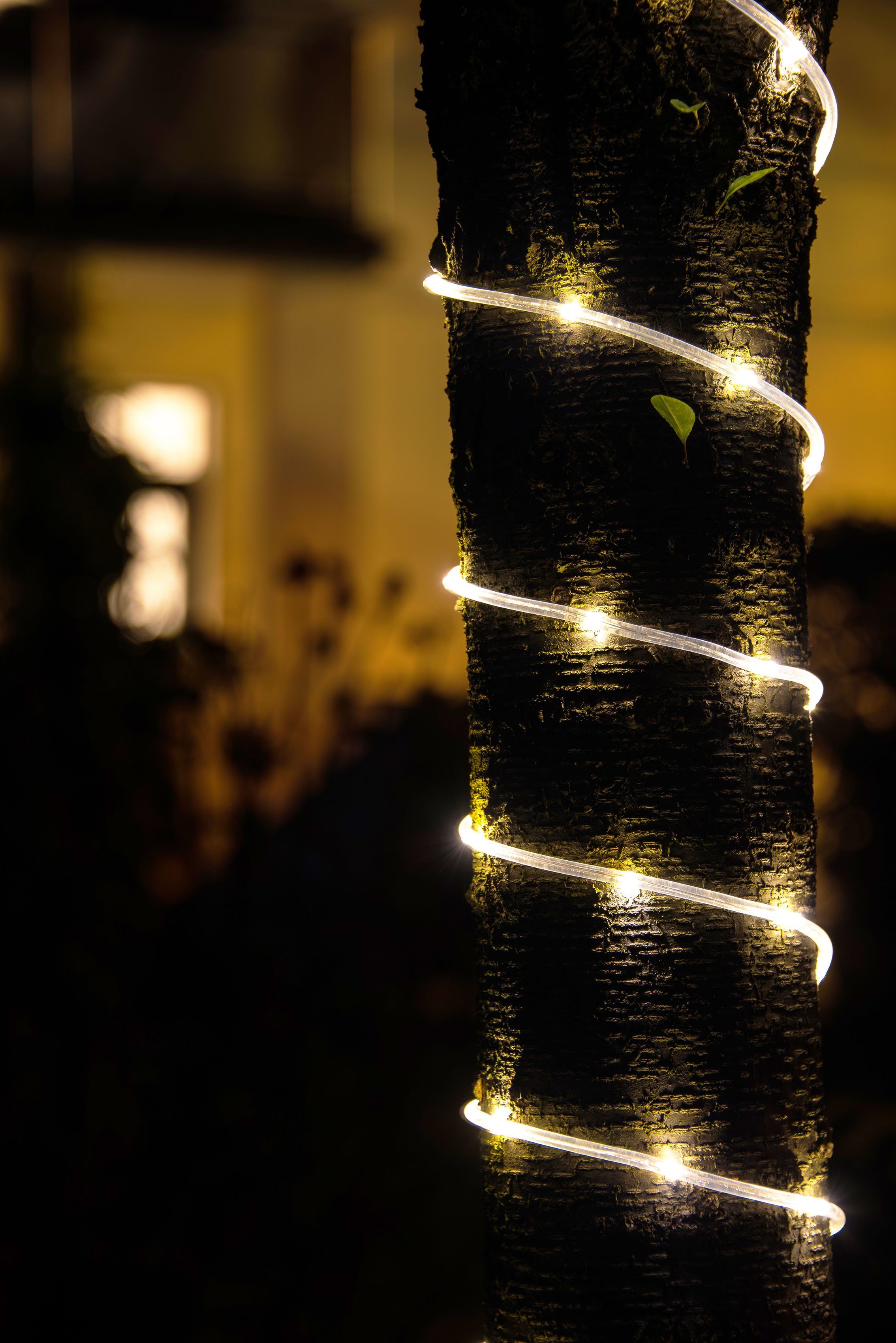 4 Außen D (exkl) Mini, 1.5V LED x Weihnachtsdeko transparentes LED-Lichterschlauch aussen, (IP44), Kabel, KONSTSMIDE 130-flammig,