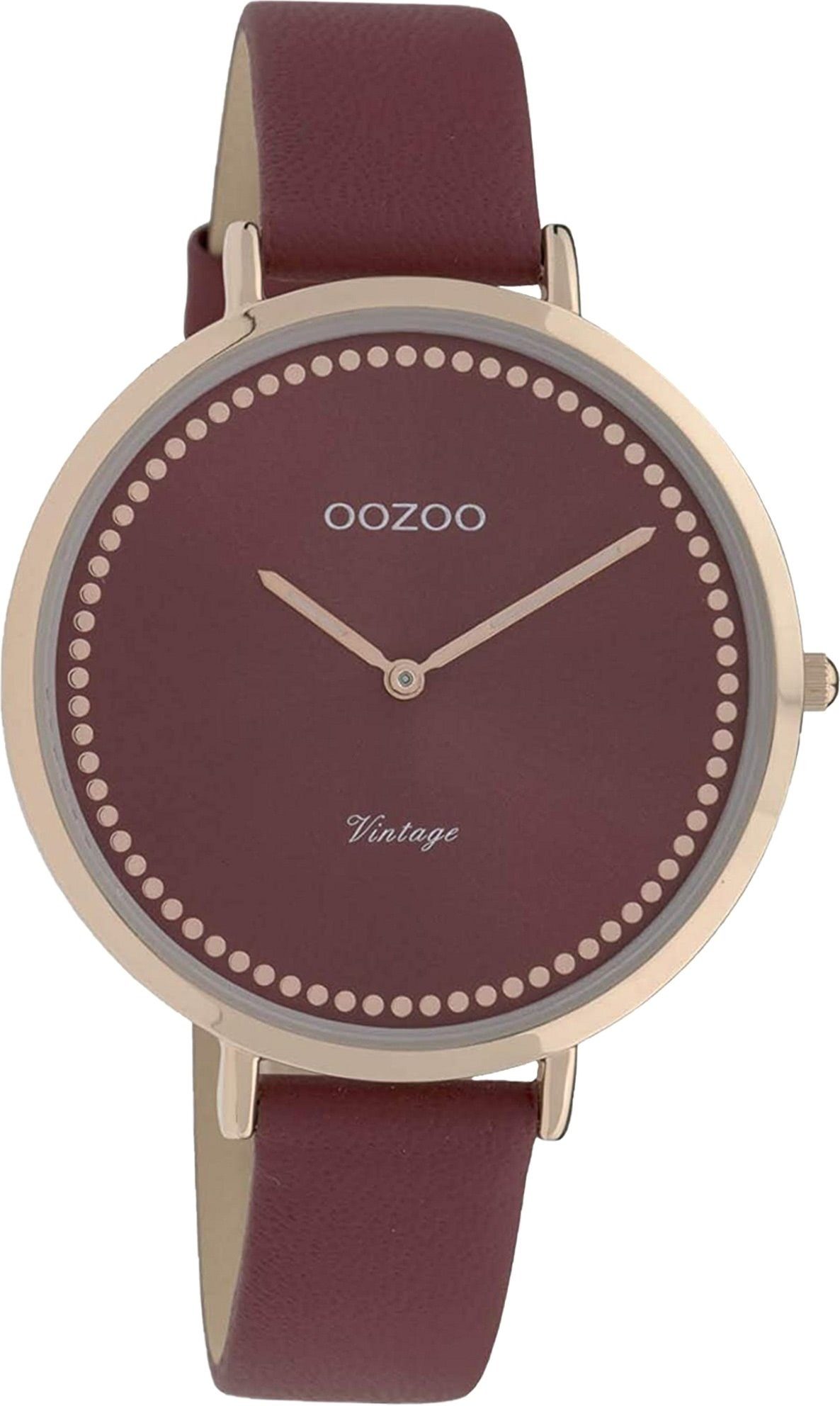 Quarzuhr Oozoo Damen Armbanduhr weinrot Analog