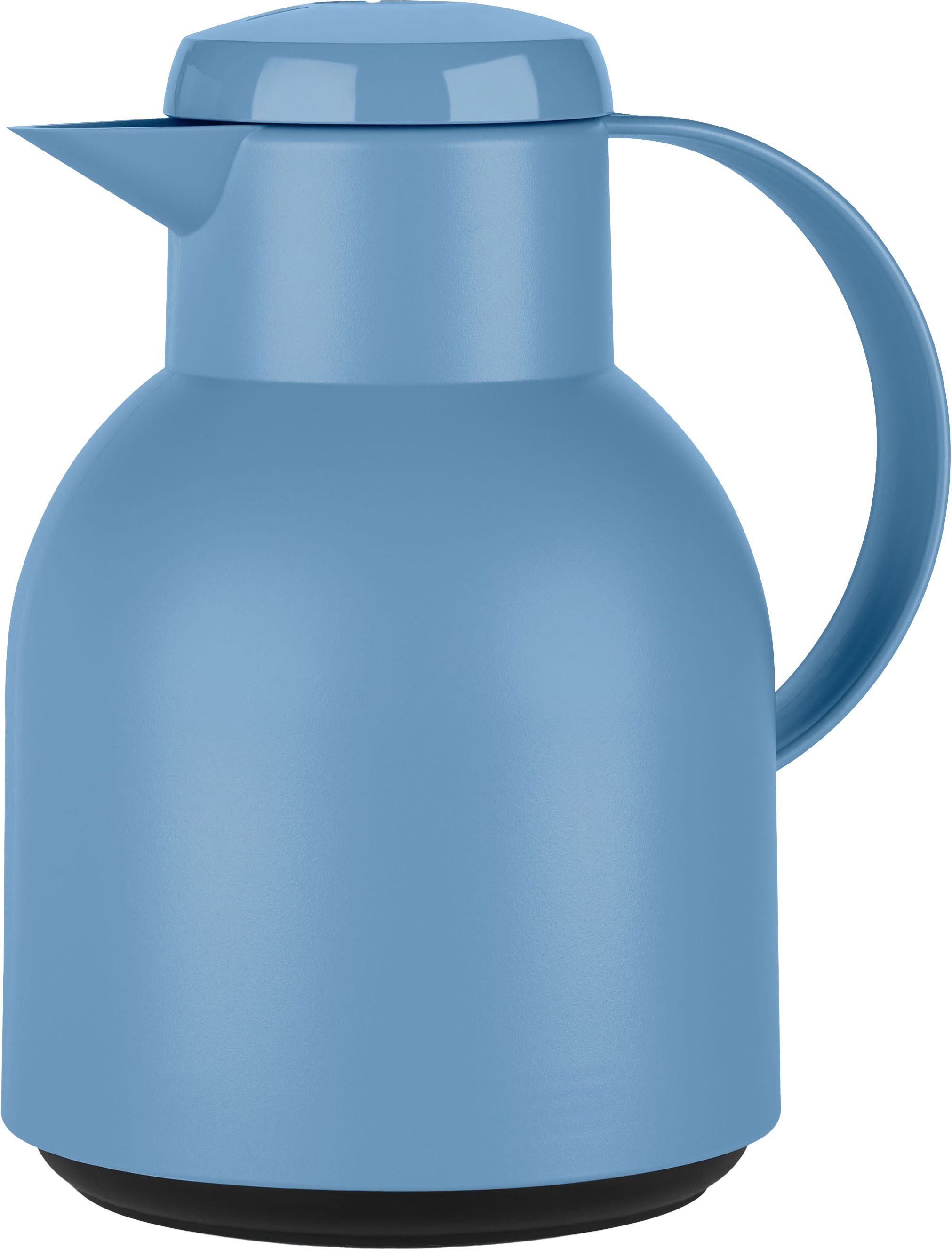 Emsa Isolierkanne Samba, 1 l, zeitloses Design, einfacher Knopfdruck, 24h kalt, 12h warm