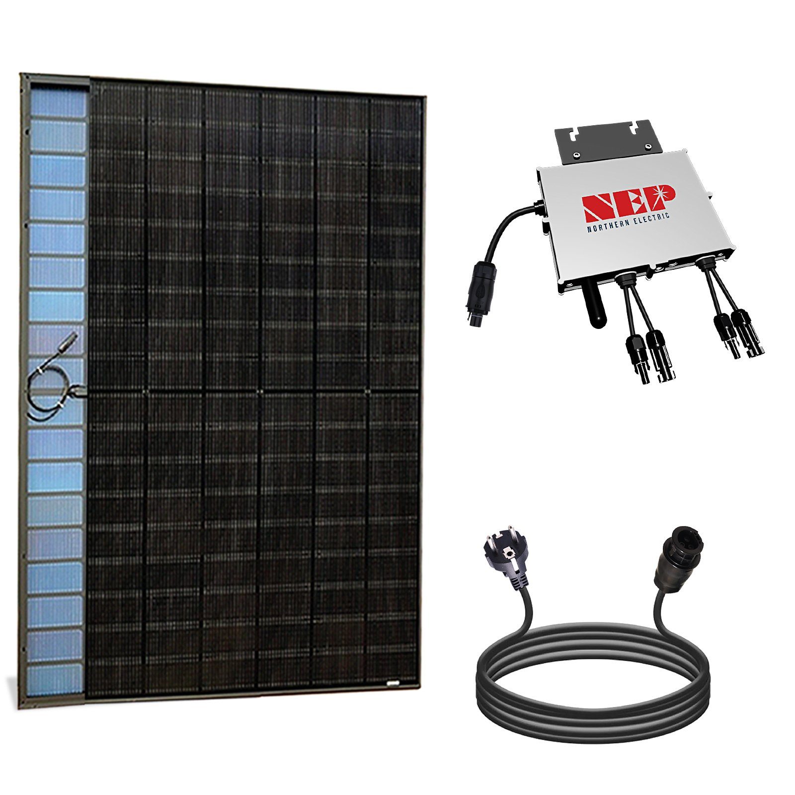 Solarmodule, 860W Komplettset Bifaziale SOLAR-HOOK etm 10m und WIFI mit NEP Balkonkraftwerk 2x430W Solaranlage 800W Schuckostecker Wechselrichter