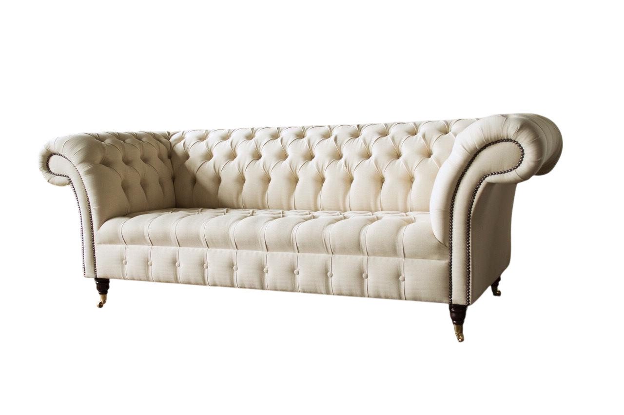 Xlmoebel Chesterfield-Sofa Neues Chesterfield-Stoffsofa in Beige für gemütliches Sitzen, 1 Teile, Hergestellt in Europa
