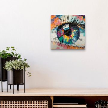 DEQORI Wanduhr 'Auge in bunten Ölfarben' (Glas Glasuhr modern Wand Uhr Design Küchenuhr)