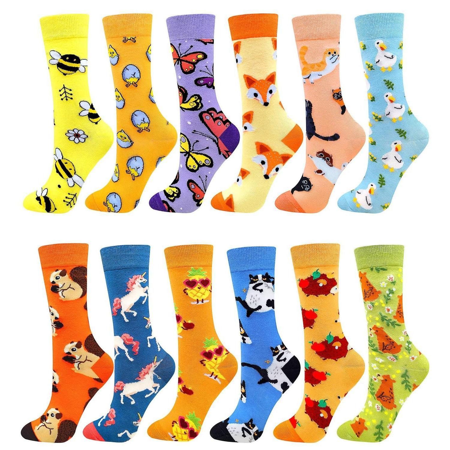 LuxusKollektion Freizeitsocken Socken Baumwolle bunt L-XL 12 Paar Egg Serie
