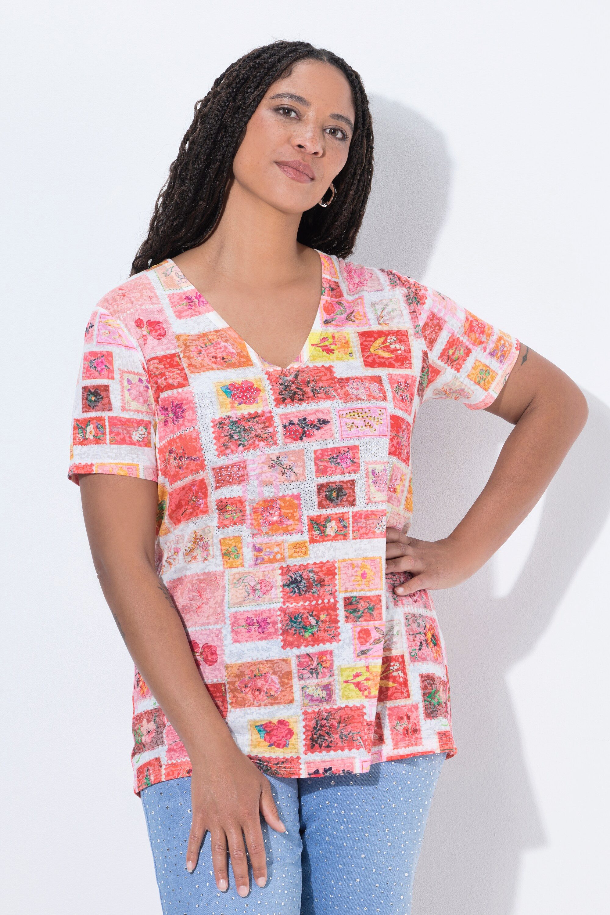 T-Shirt T-Shirt A-Linie Glitzersteinchen