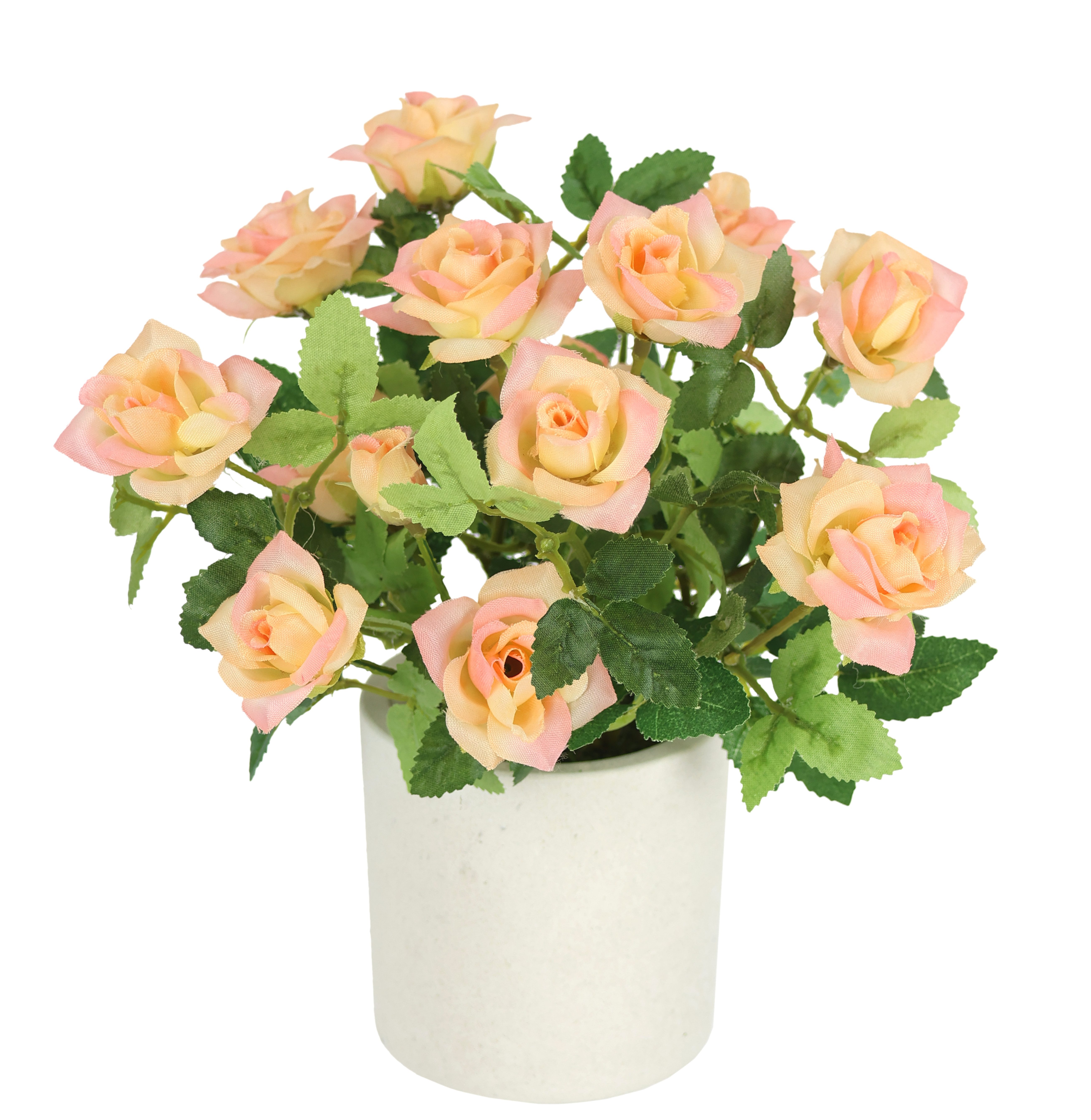 Kunstblume Wildrosen Busch im Topf Rosen, I.GE.A., Höhe 21 cm, Rosen Kunstrosen Kunstpflanze Blumen Künstliche Hochzeitsdeko