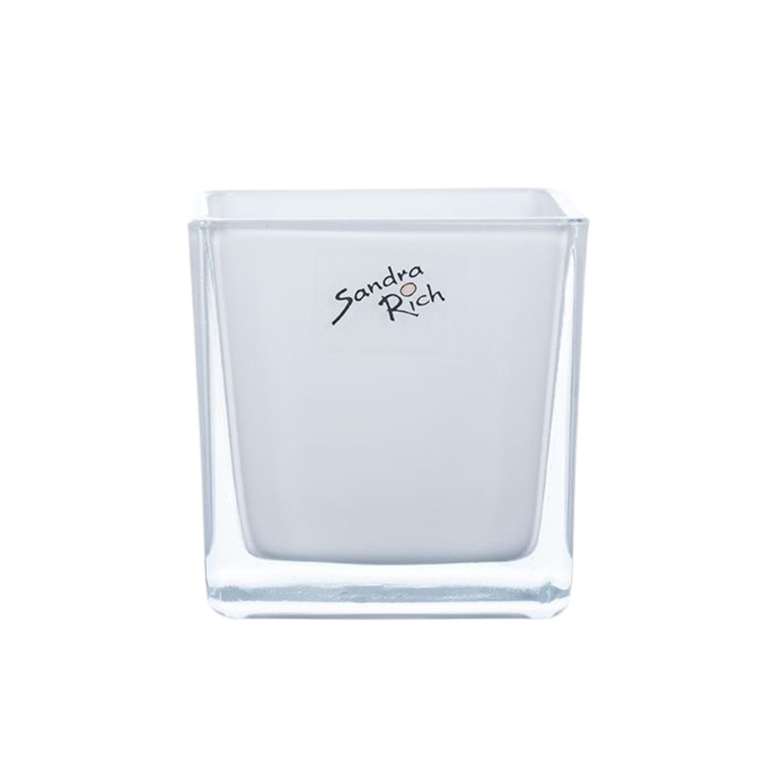 Sandra Rich Teelichthalter CUBE, Maschinenglas, Weiß, Würfel, H: 8cm