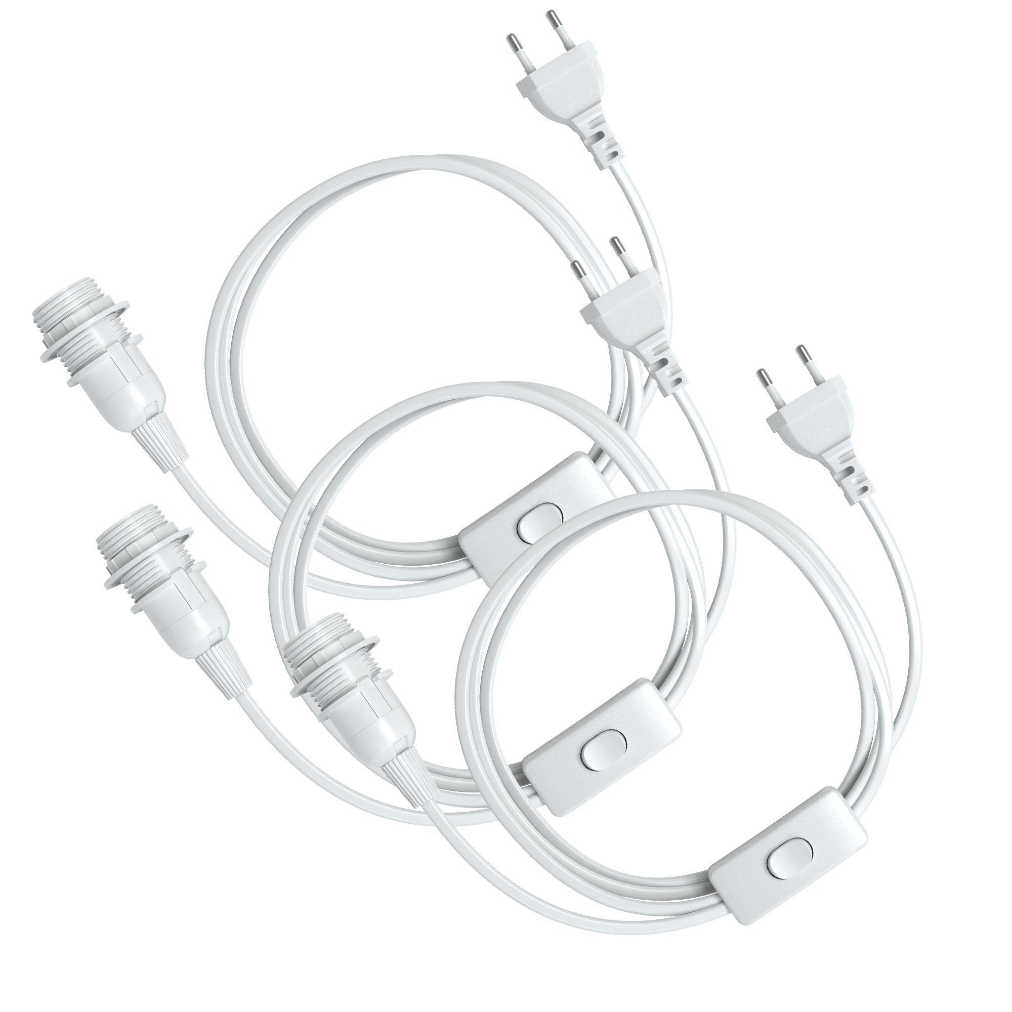 EAZY CASE Lampenfassung 3x E14 Lampensockel mit Schalter und Kabel 3,5m, (Spar-Set, 3-St), E14 Fassung für Lampenschirm DIY Lampe zum …
