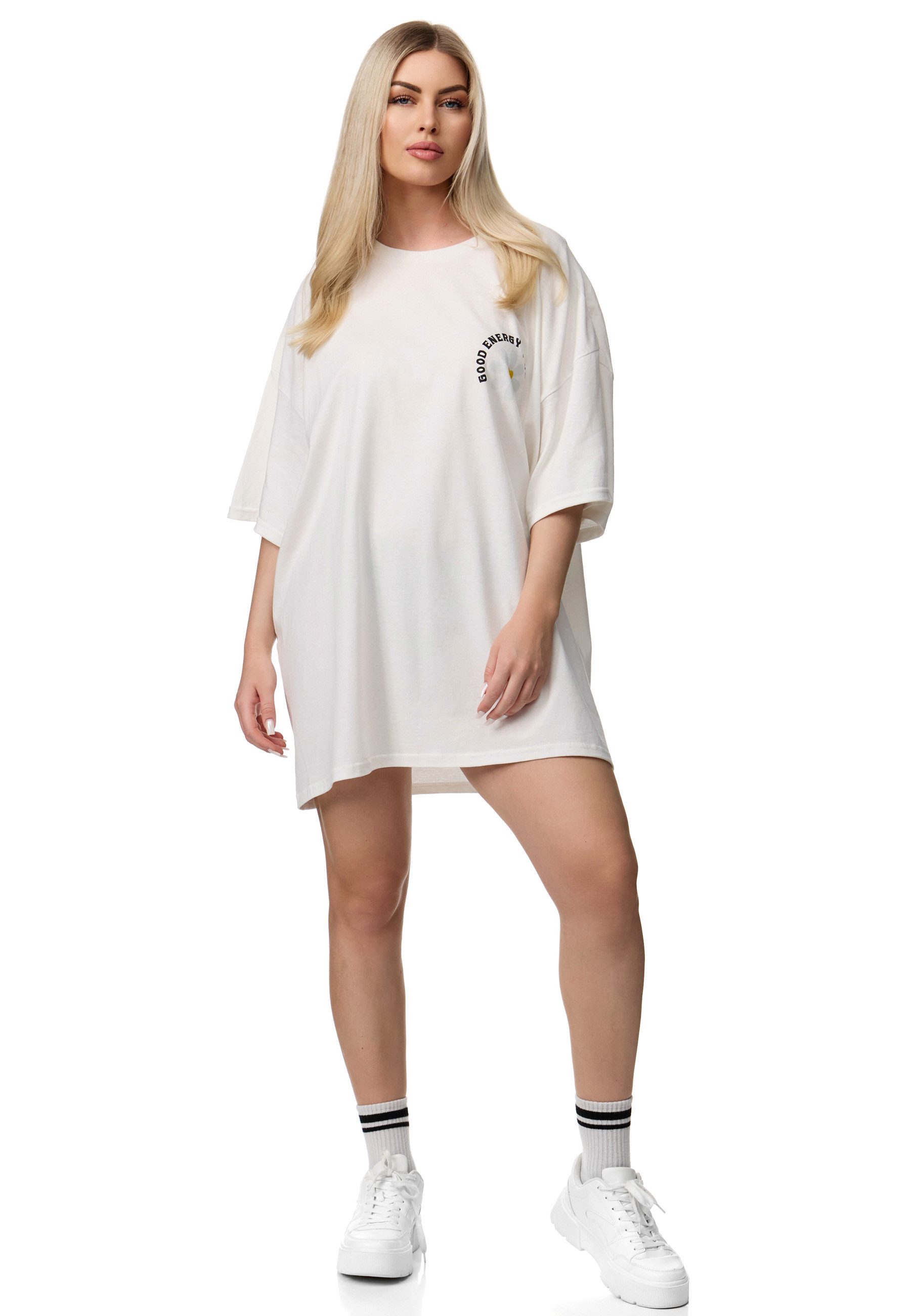 Worldclassca T-Shirt Worldclassca Oversized Print ENERGY T-Shirt lang Tee Sommer Oberteil – Bild 4 von 5
