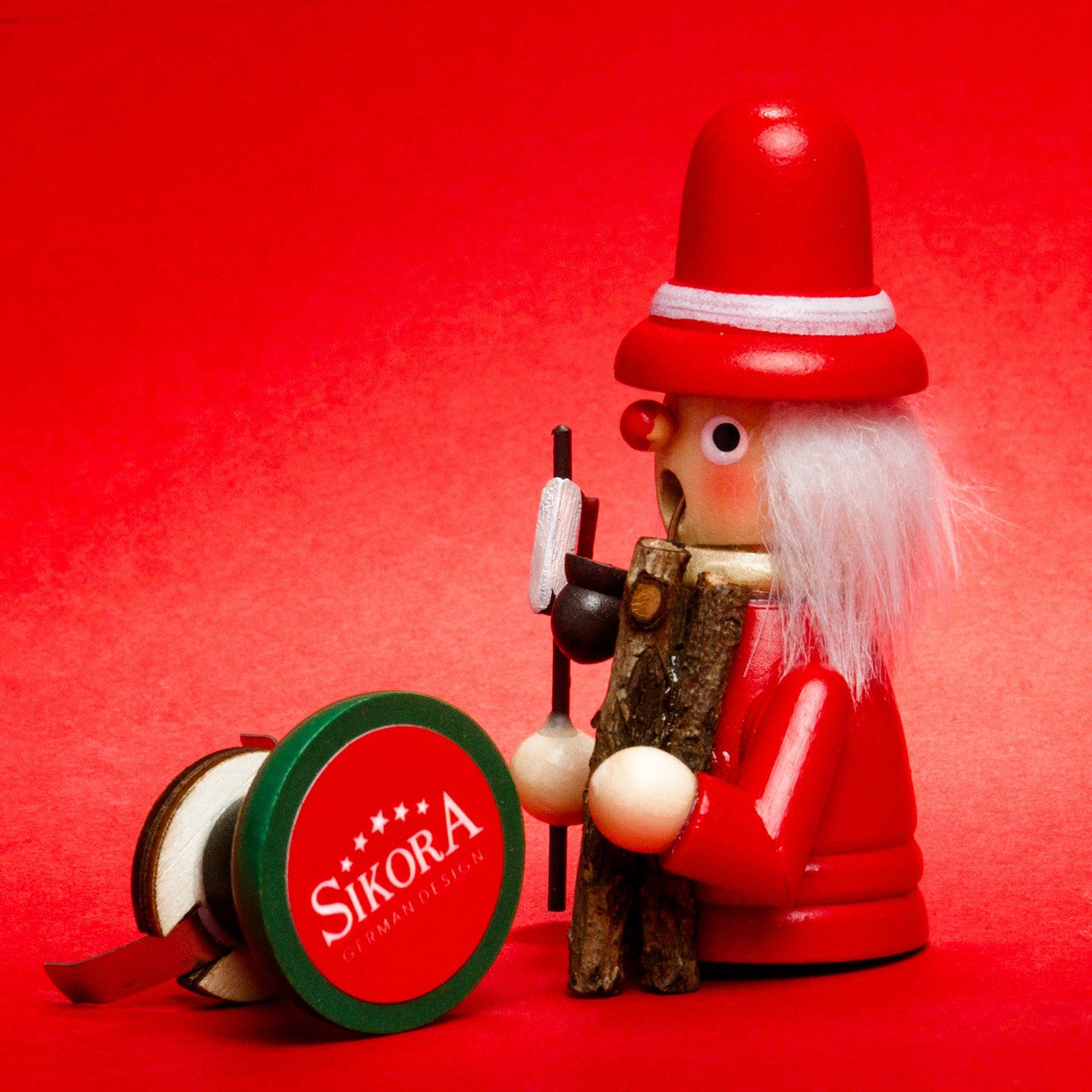 SIKORA G5 Mini rot Weihnachtsfigur SIKORA Holzfäller RM-G Räuchermännchen Holz aus