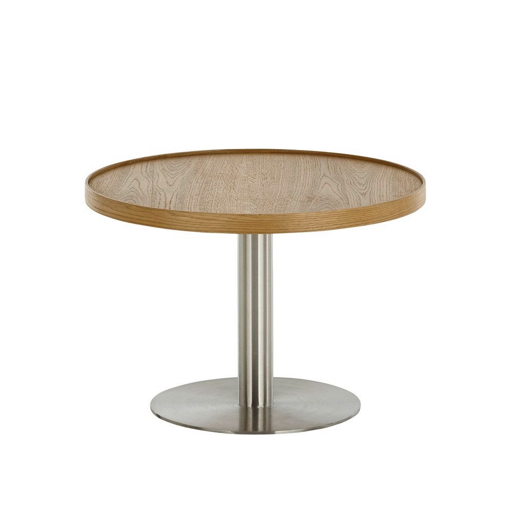 MCA furniture Couchtisch Couchtisch Monteverde, rund, Ø60/Ø80, Eiche / Edelstahl, verschied (no-Set), Breite 60 cm,Tischplatte aus Echtholz furniert