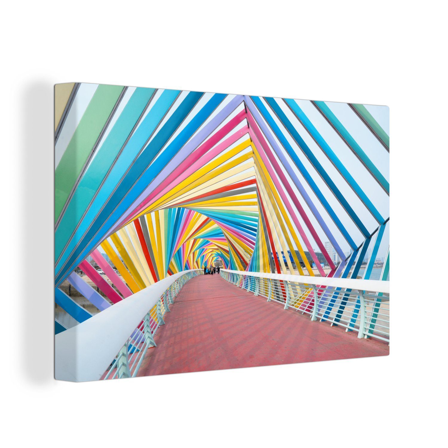 Regenbogen-Kunstwerk, Aufhängefertig, Leinwandbild 30x20 OneMillionCanvasses® (1 Wandbild Leinwandbilder, Wanddeko, St), cm