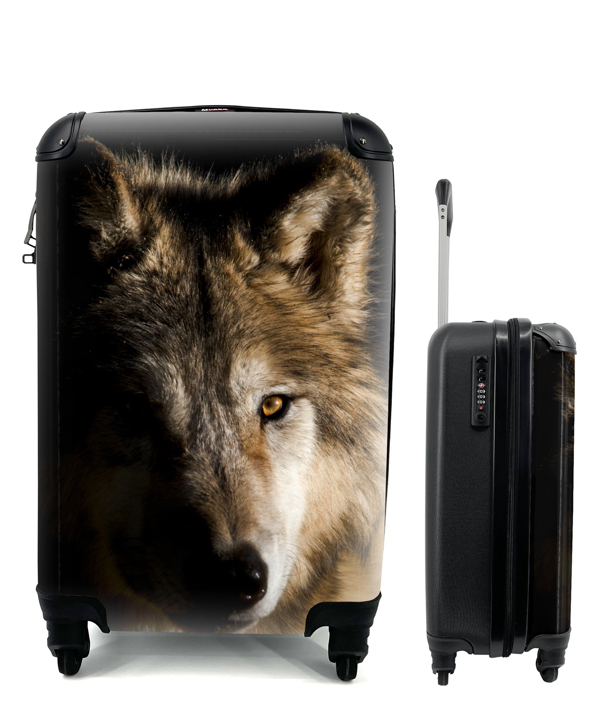 MuchoWow Handgepäckkoffer Polarwolf, 4 Rollen, Reisetasche mit rollen, Handgepäck für Ferien, Trolley, Reisekoffer