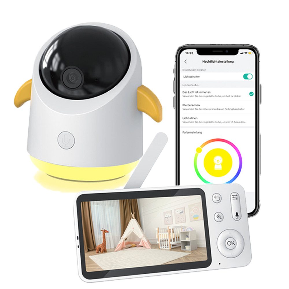 Video-Babyphone Babyphone mit Kamera WLAN Babyfon Video 5" Video Babyfon mit App