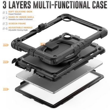 Wigento Tablet-Hülle Für Lenovo Tab M11 360 Silikon Hybrid Tasche Schultergurt Halterung