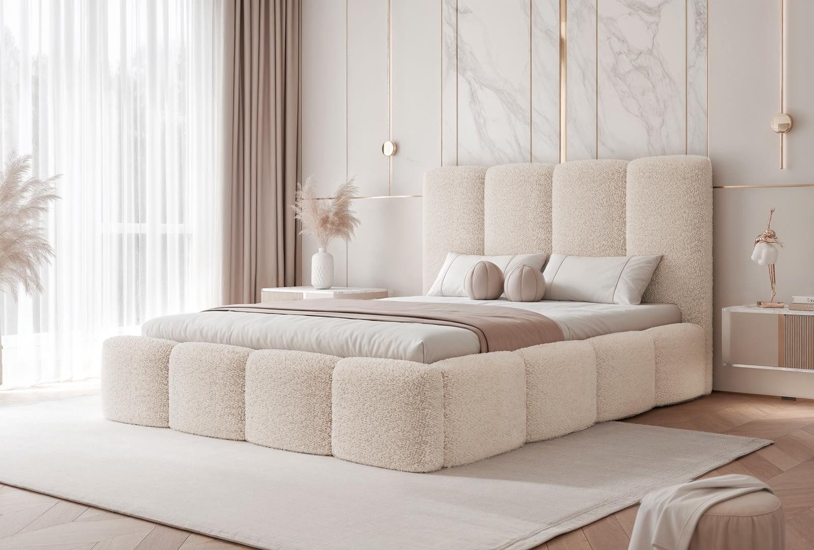 Compleo Polsterbett Designerbett, Doppelbett, Schlafzimmerbett mit Lattenro günstig online kaufen