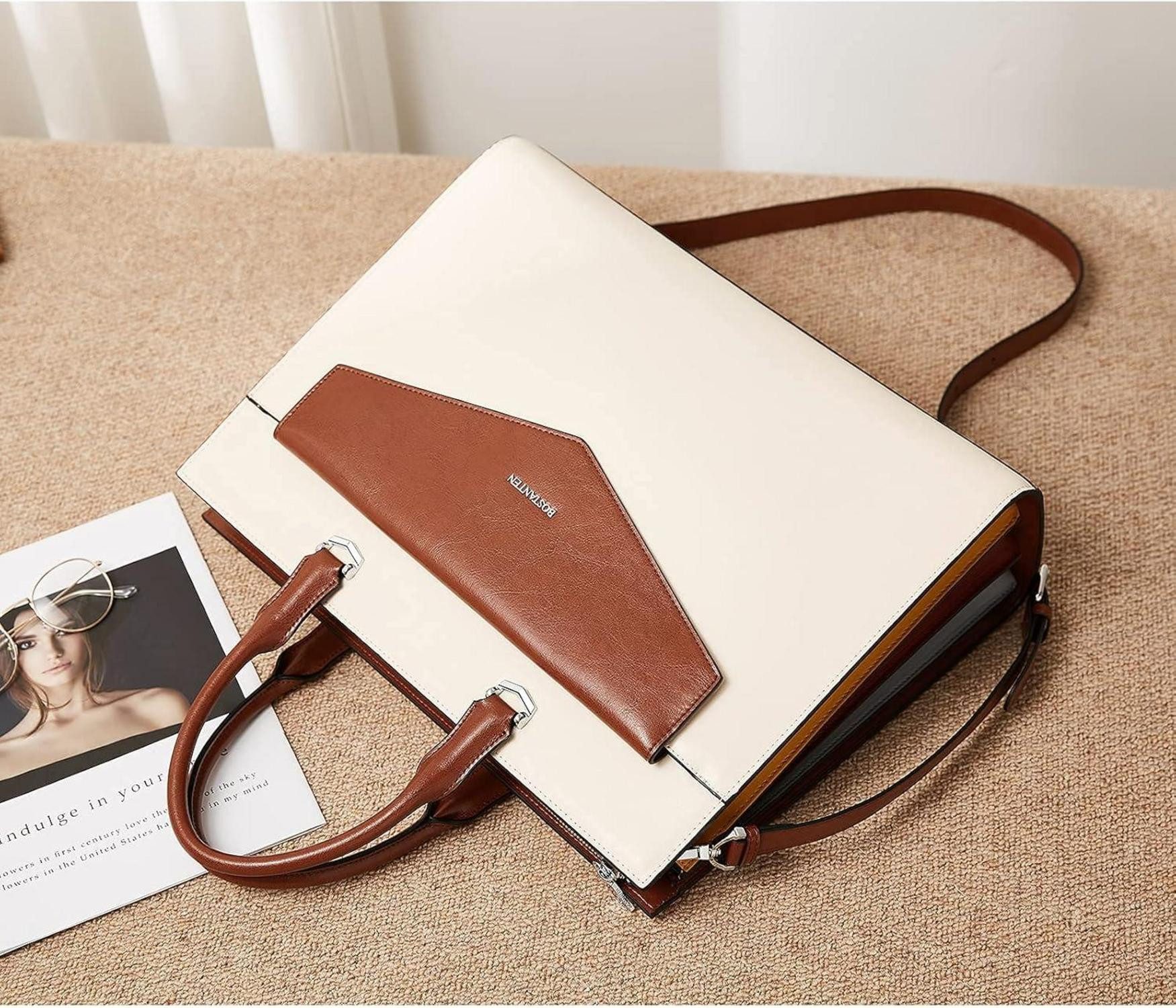 LuxusKollektion Businesstasche Damen Aktentasche Leder Schultertasche günstig online kaufen