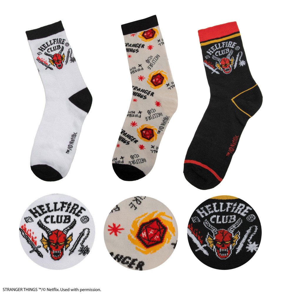 Cinereplicas Socken Stranger Things: Hellfire Club Set of 3 Socken günstig online kaufen