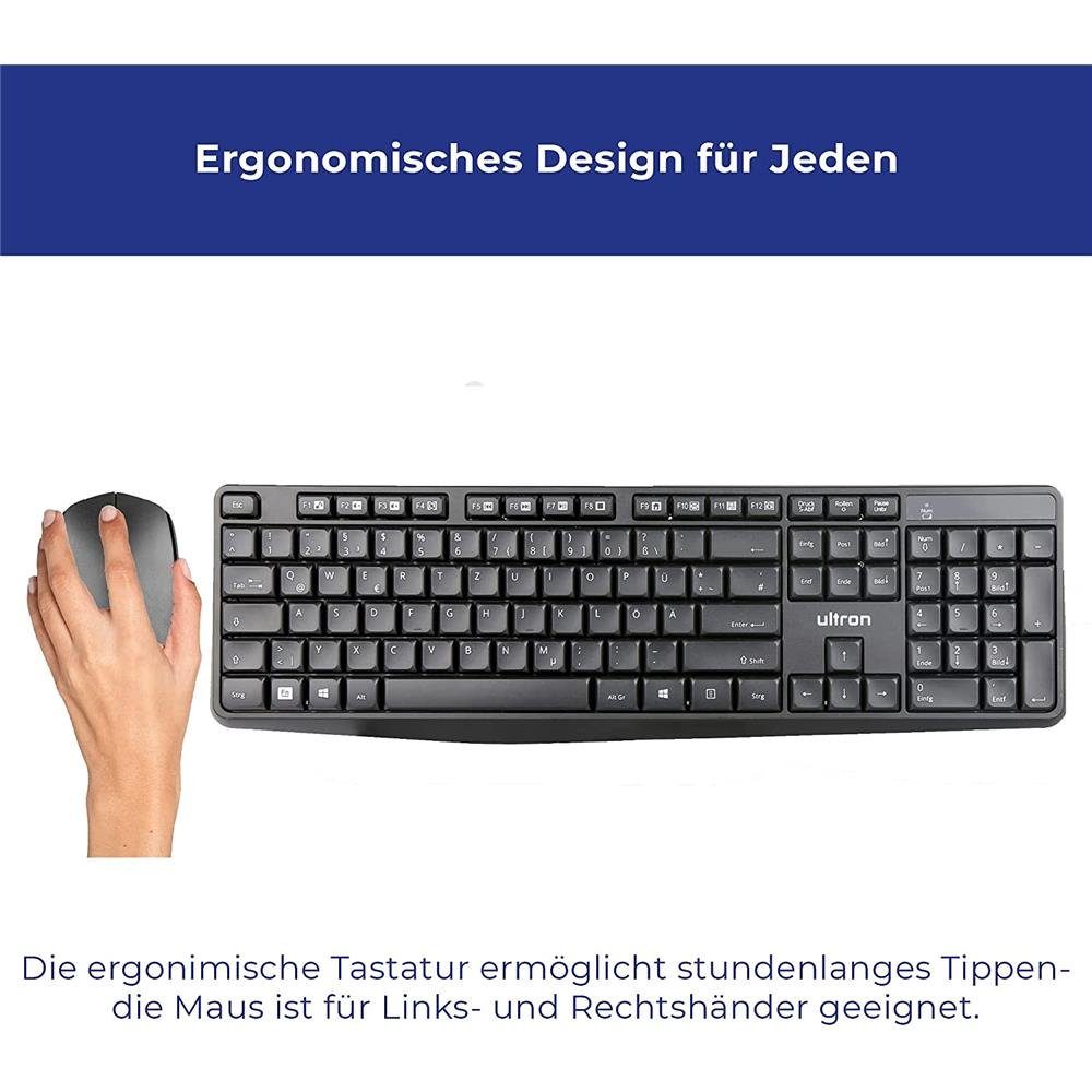 Ultron UMC300 Kabelloses Tastatur-Maus-Set Tastatur- und Maus-Set, Deskset, Multimediatasten, QWERTZ, kabellos, Set