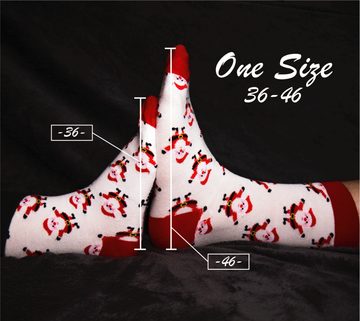 TwoSocks Freizeitsocken Weihnachtssocken Damen und Herren lustige Santa Socken Einheitsgröße (3 Paar)