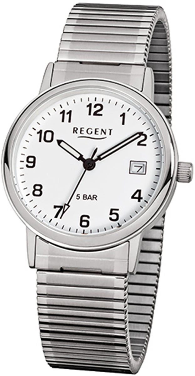 Quarzuhr Regent Herren-Armbanduhr silber Analog