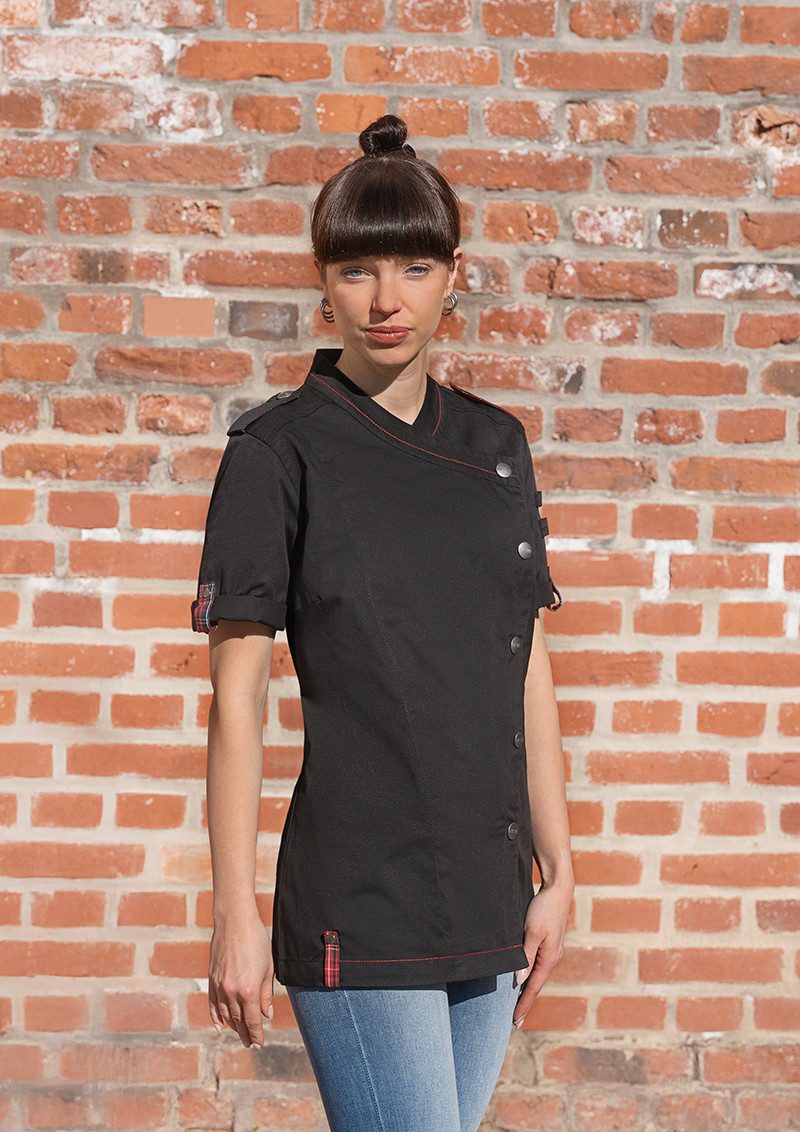 Karlowsky Fashion Kochjacke KARLOWSKY Damen Kochjacke ROCK-CHEF®-Stage2 Kurzarm Schwarz