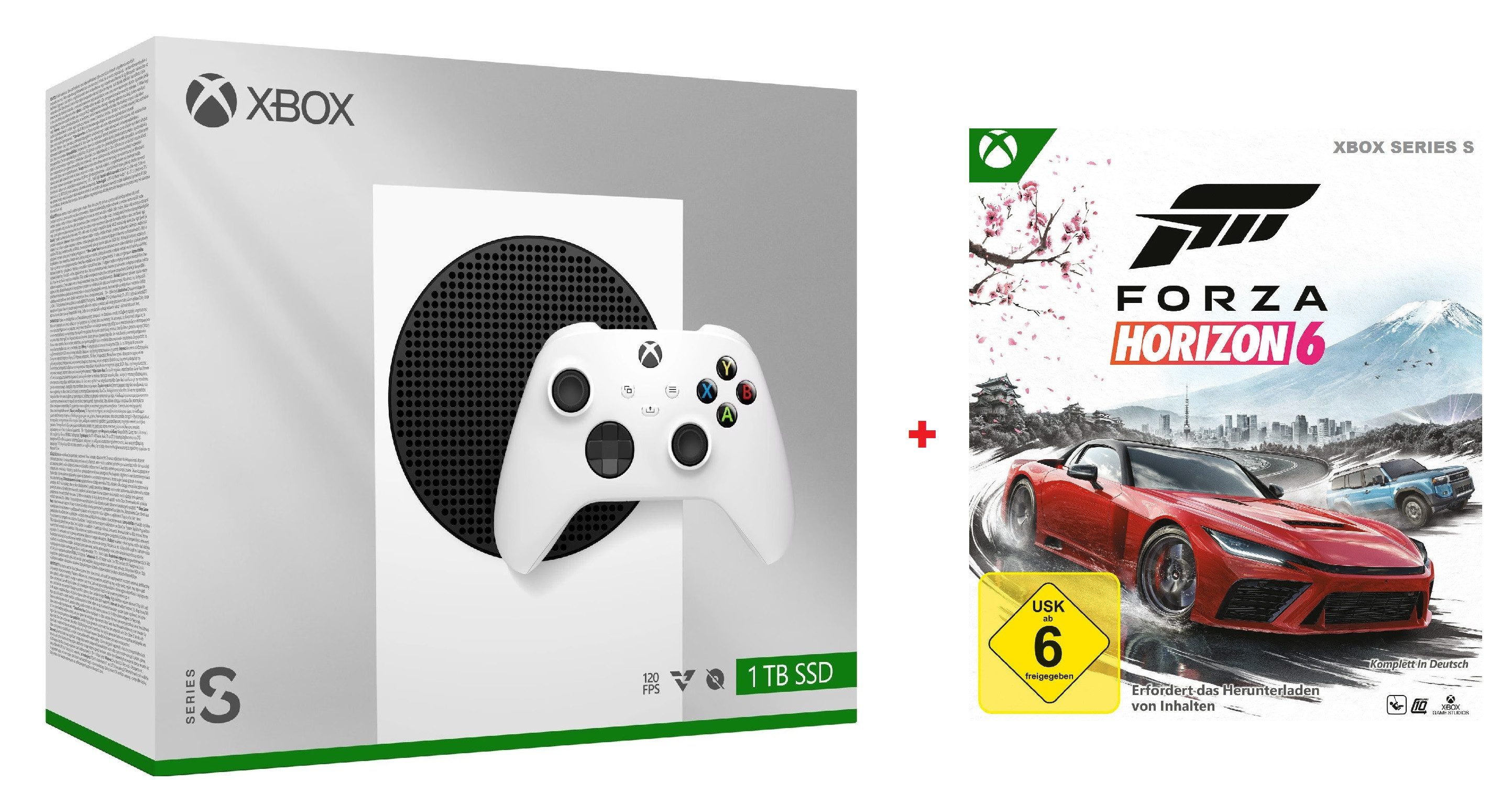 Microsoft Xbox Series S Konsole + Forza Horizon 6 Spielecode 1TB (Bundle), Ohne Laufwerk, Digitales Gaming, schnelle SSD