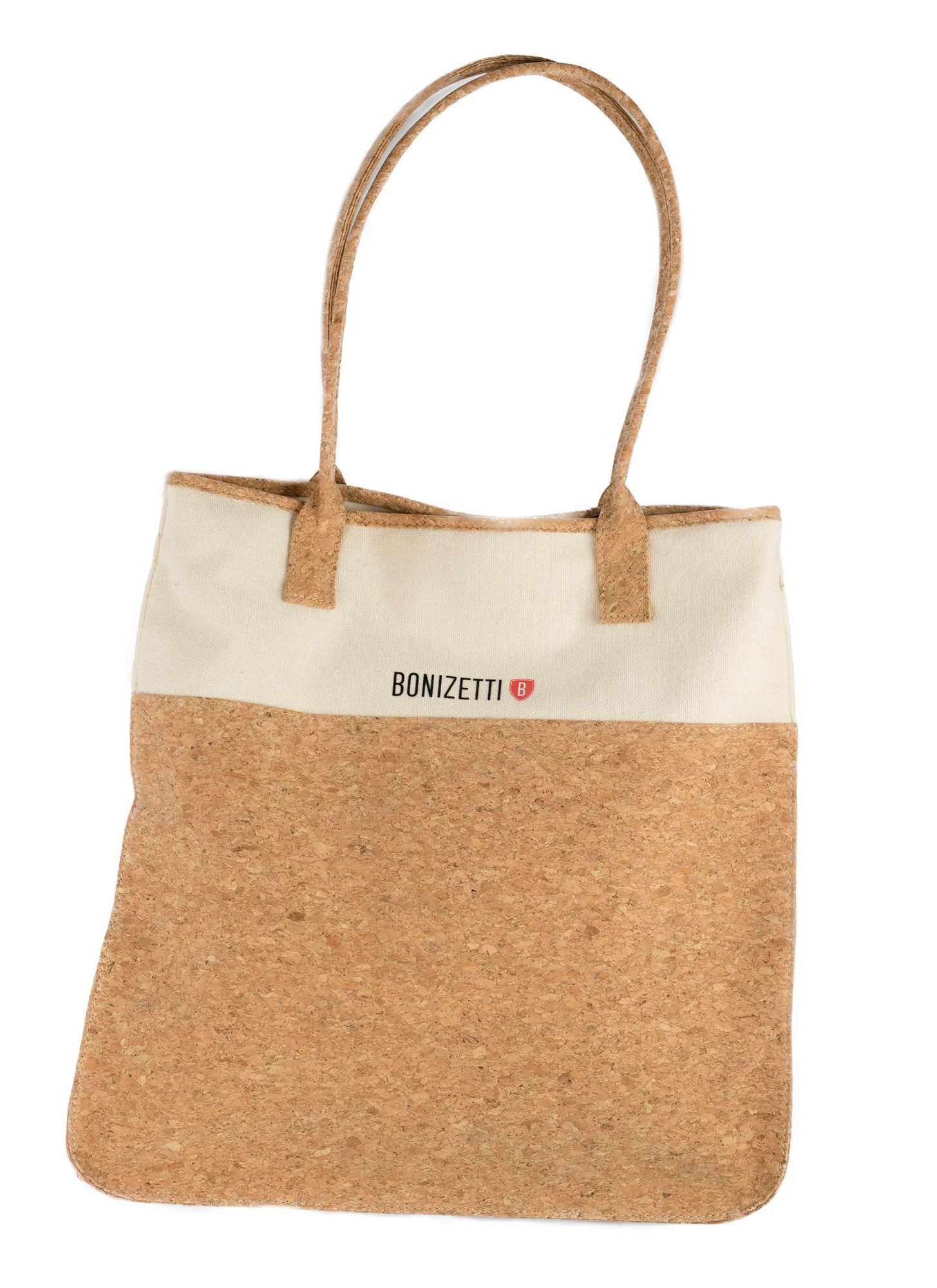 Bonizetti Handtasche Korktasche CARINA (36 × 36 × 9 cm, Kork medium, 1-tlg), Recyceltes Canvas & Kork, vegan, nachhaltig