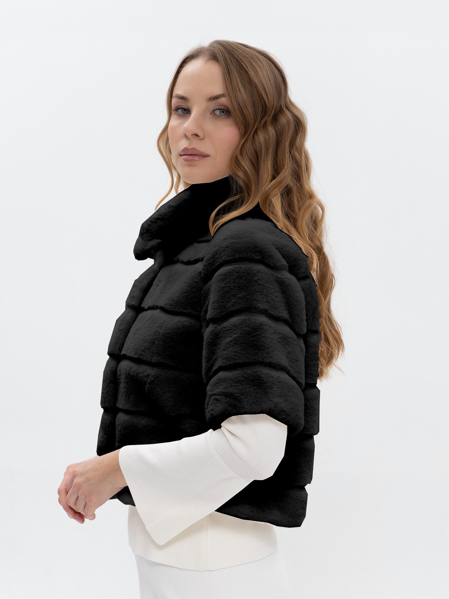 Passioni Fellimitatjacke Cropped 3/4 Arm günstig online kaufen