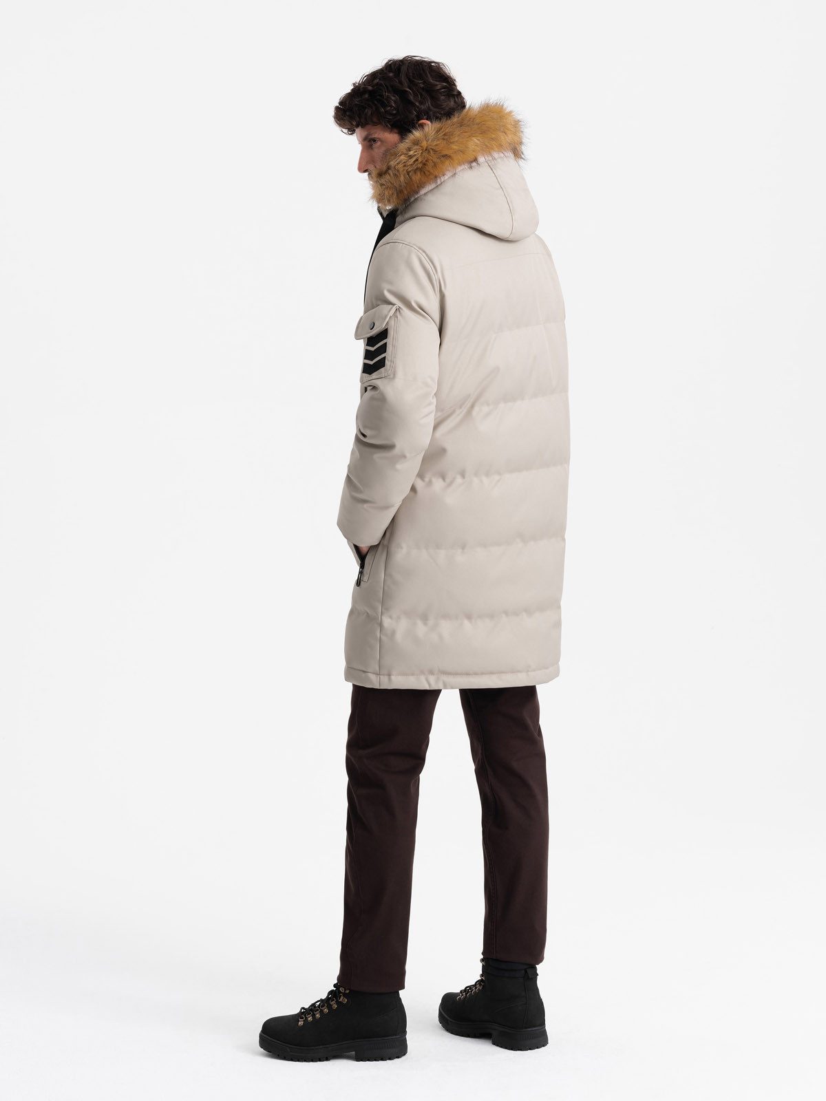 OMBRE Winterjacke Lange warme Herrenjacke mit Kapuze