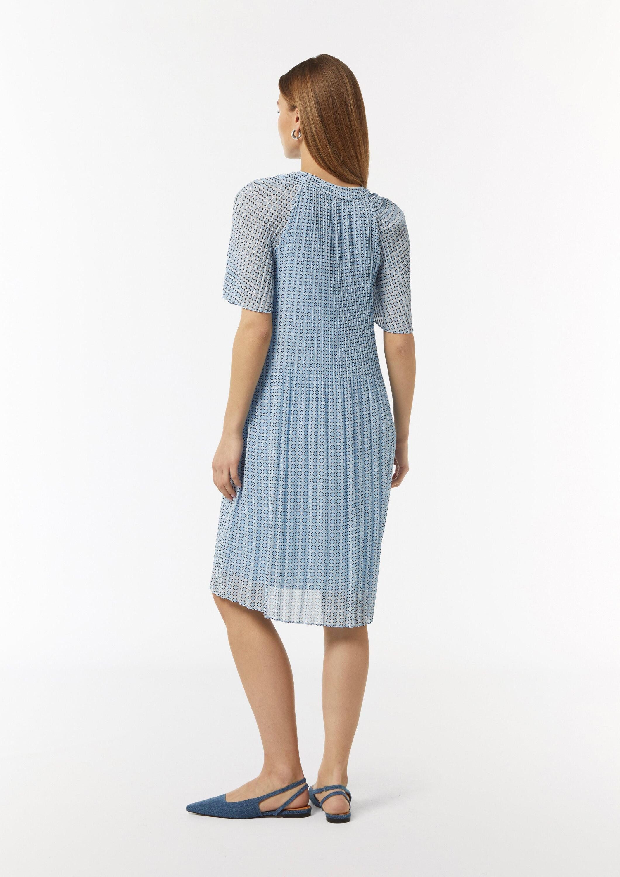 comma Minikleid Kleid Fließendes Plissee-Kleid aus Chiffon mit All-over-Print