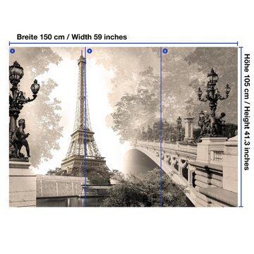 wandmotiv24 Fototapete Paris Frankreich Eiffelturm Brücke, glatt, Wandtapete, Motivtapete, matt, Vliestapete