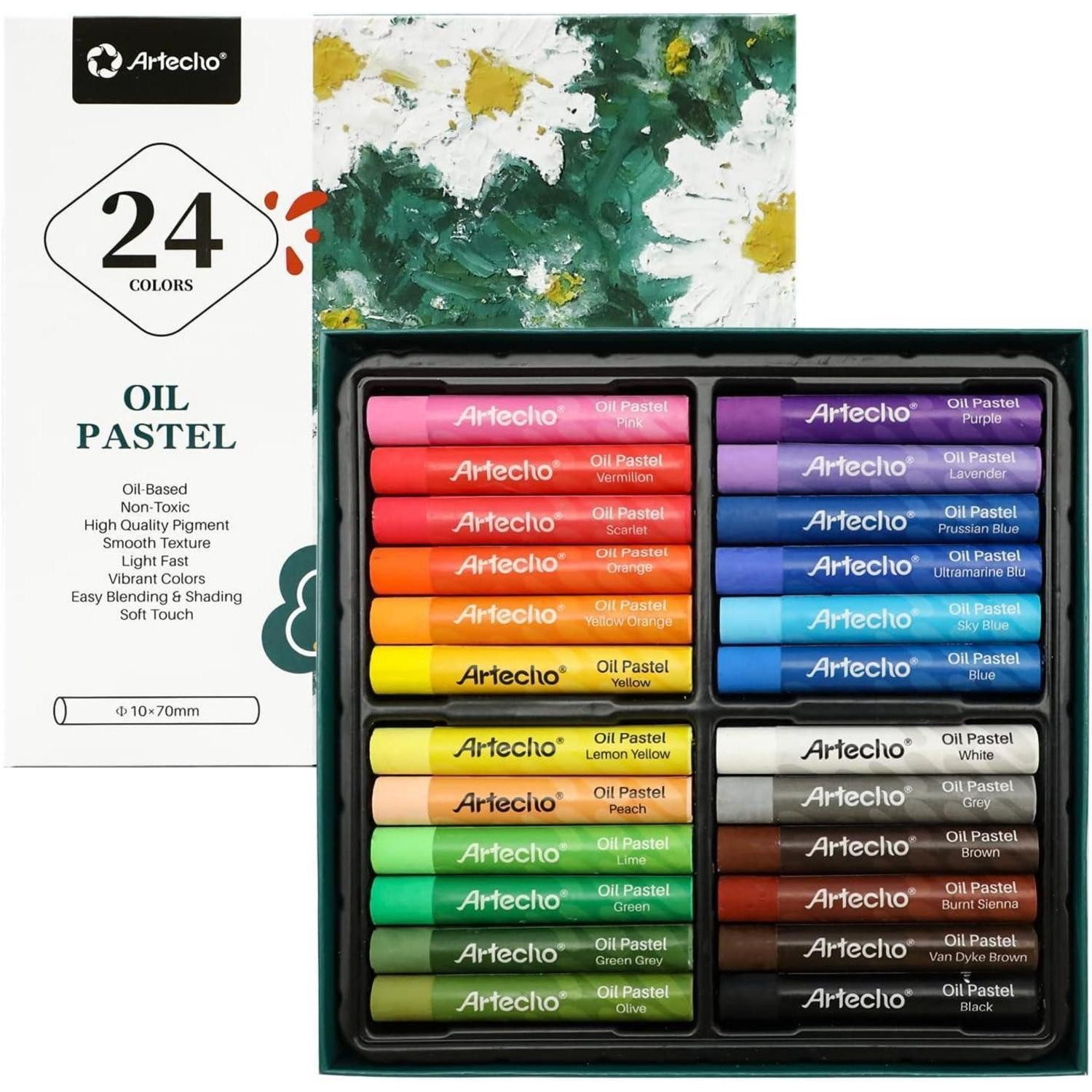 LuxusKollektion Malkreide Ölpastellkreide 24er Mischen Schattieren Farben Schule 24 Basis
