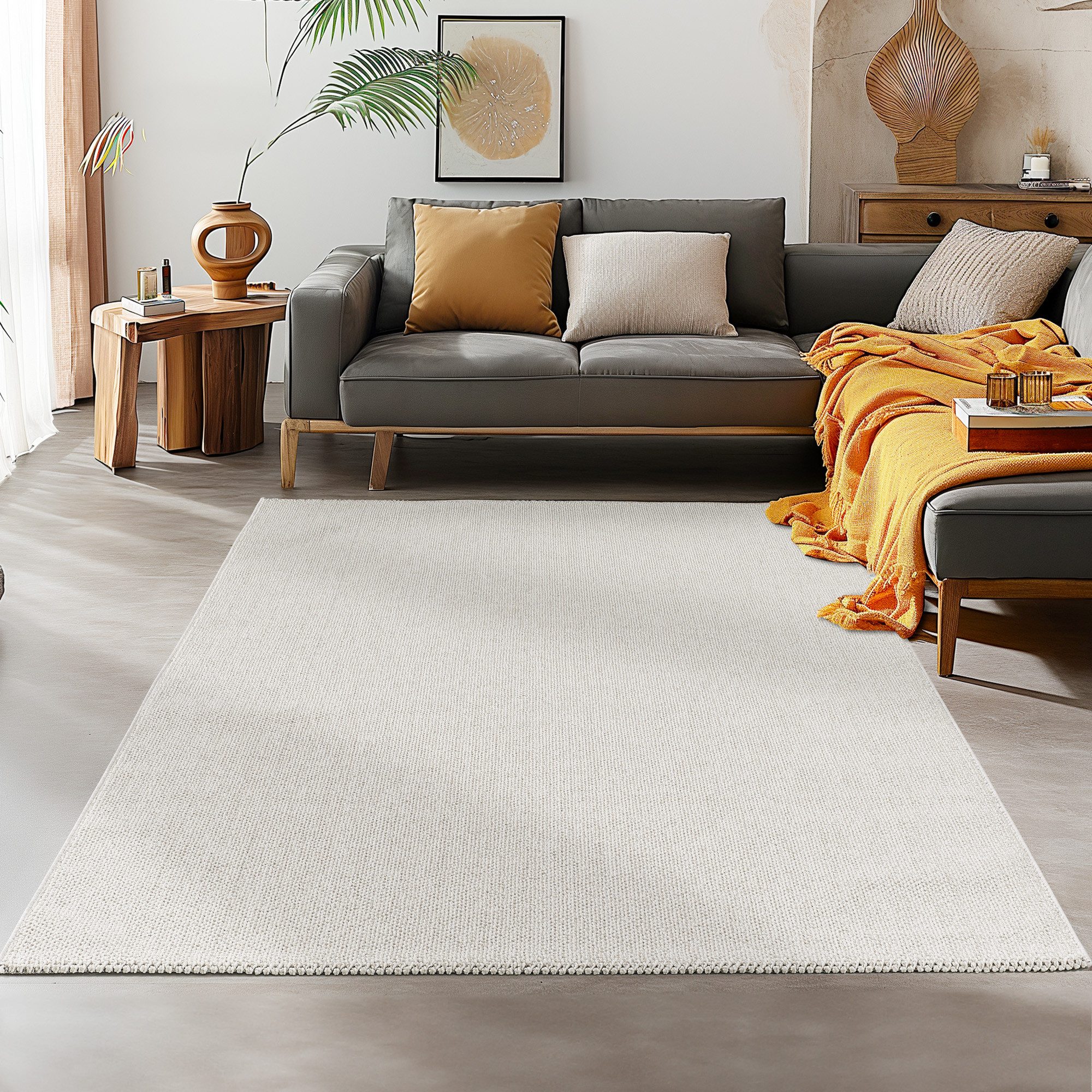 SIMPEX24 Teppich Unicolor, Rechteckig, Höhe: 7 mm, Schlingenteppich Schlafzimmer Einfarbig Meliert Design