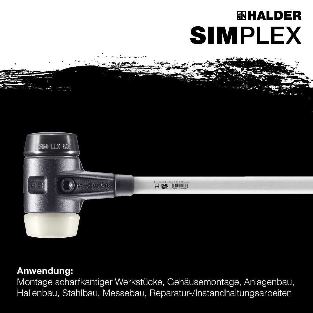 Thumbnail - Vorschlaghammer HALDER SIMPLEX Vorschlaghammer Ø 80 mm Gummi schwarz / Nylon mit verst