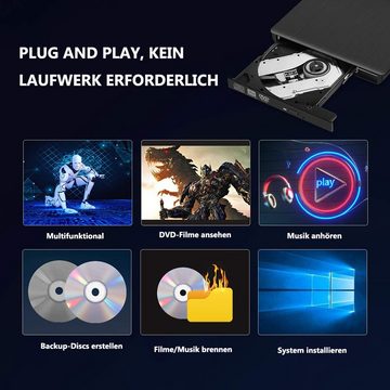 GelldG Externes CD DVD Laufwerk, USB 3.0 DVD Brenner CD-Brenner