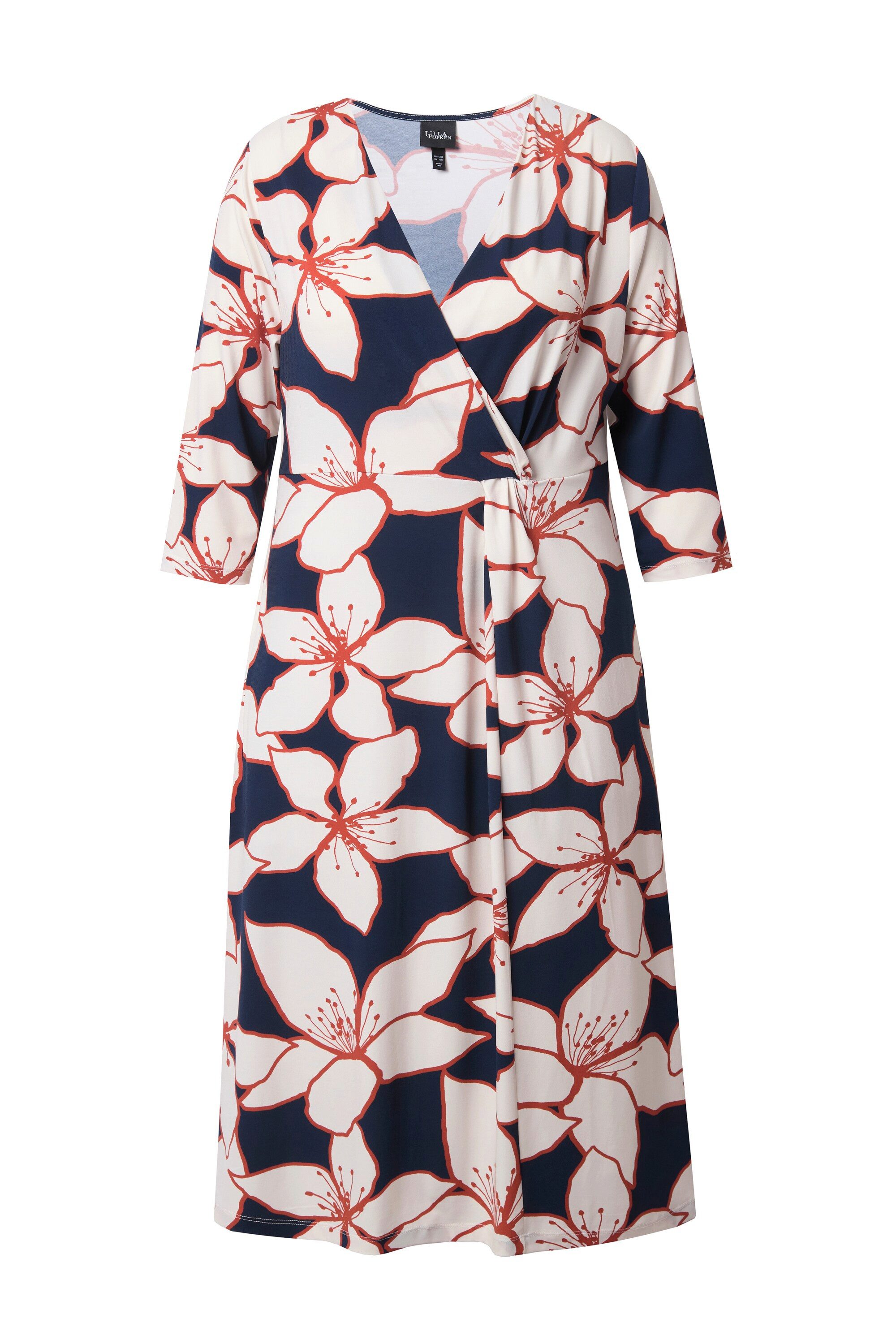 Ulla Popken Jerseykleid Midikleid Blüten Wickeloptik günstig online kaufen