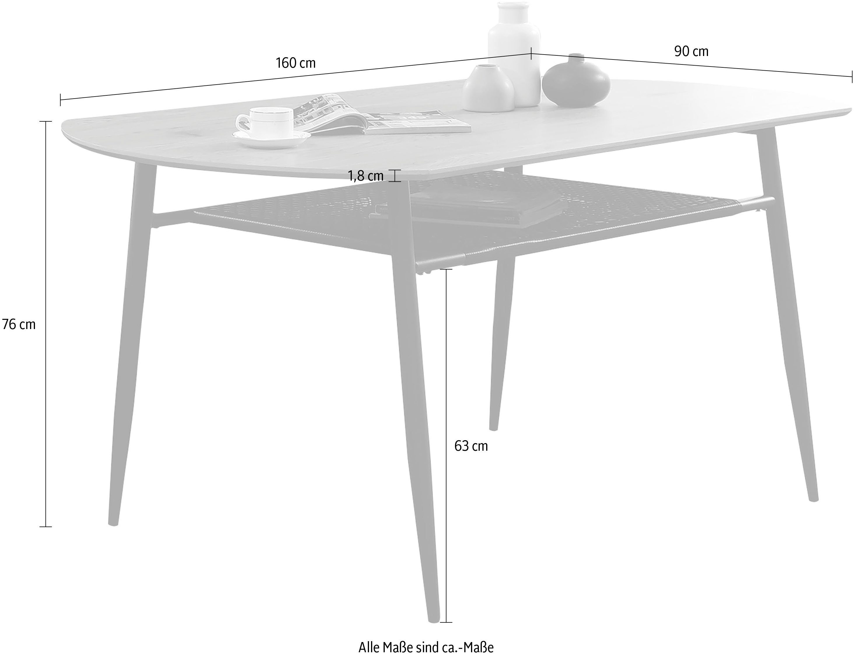 SalesFever Esstisch Familienfreundlicher Tisch, Stilvolle Ablage aus Metall und Polyrattan