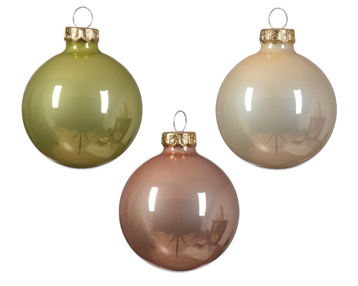Decoris season decorations Weihnachtsbaumkugel, - Glas 20 Pistaziengrün Prickelndrosa / Stück Weihnachtskugeln x 6cm